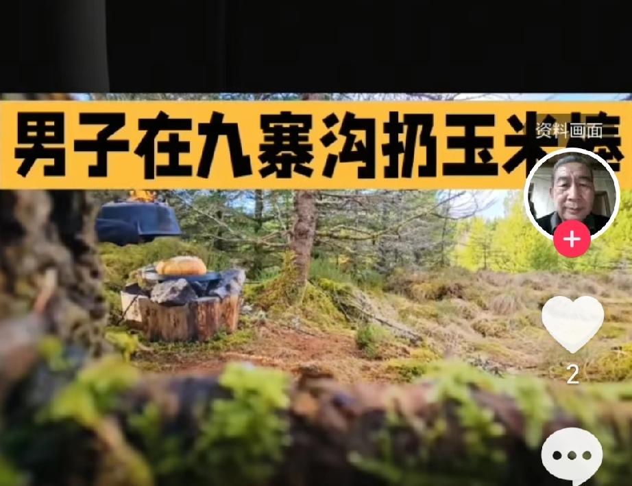 四川九寨沟景区里，
有个游客把没吃完
的玉米棒扔到了五彩池，被旁边的游客
看到后