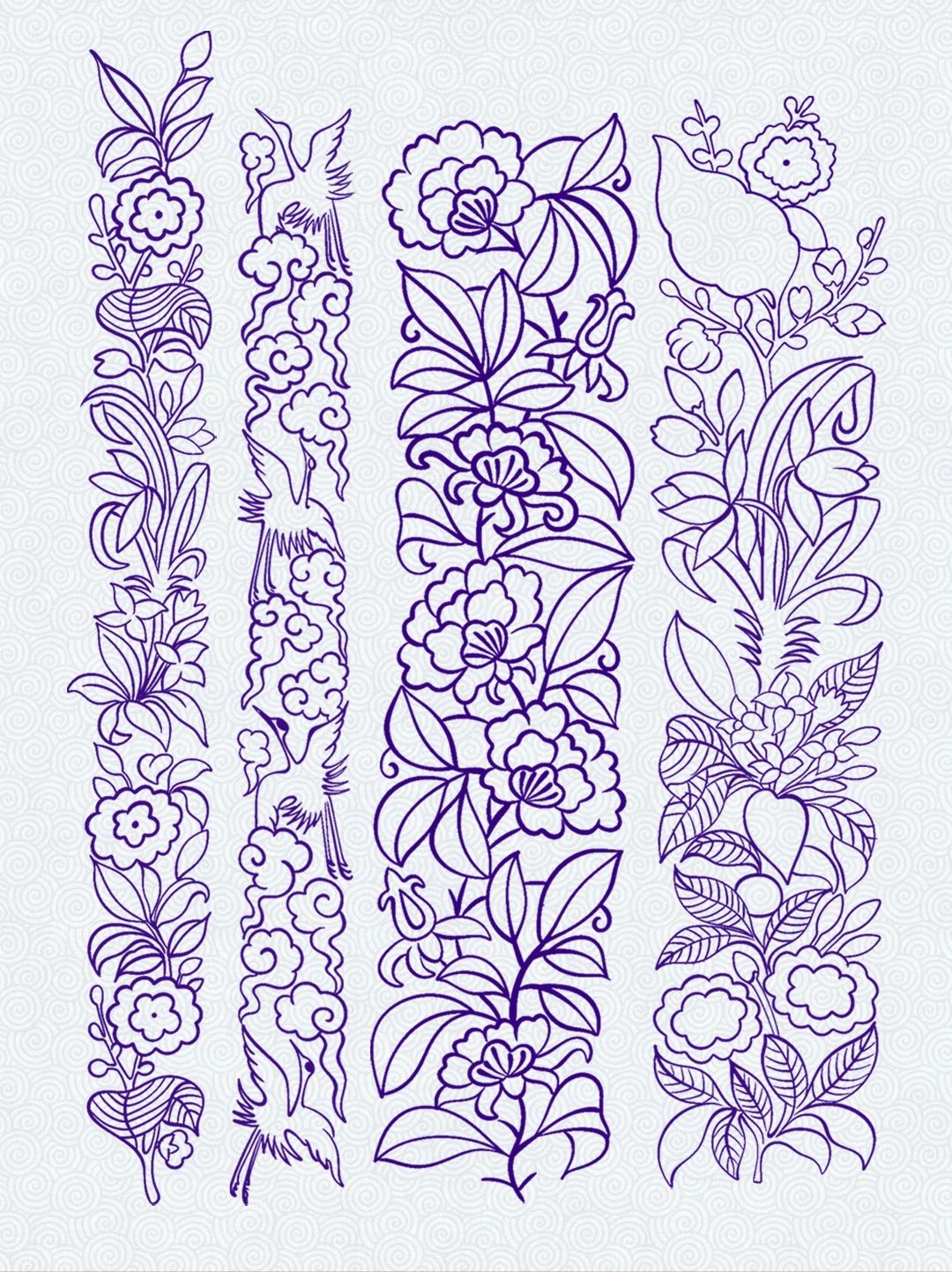 南宋丝织印花彩绘图案【百花花边纹】