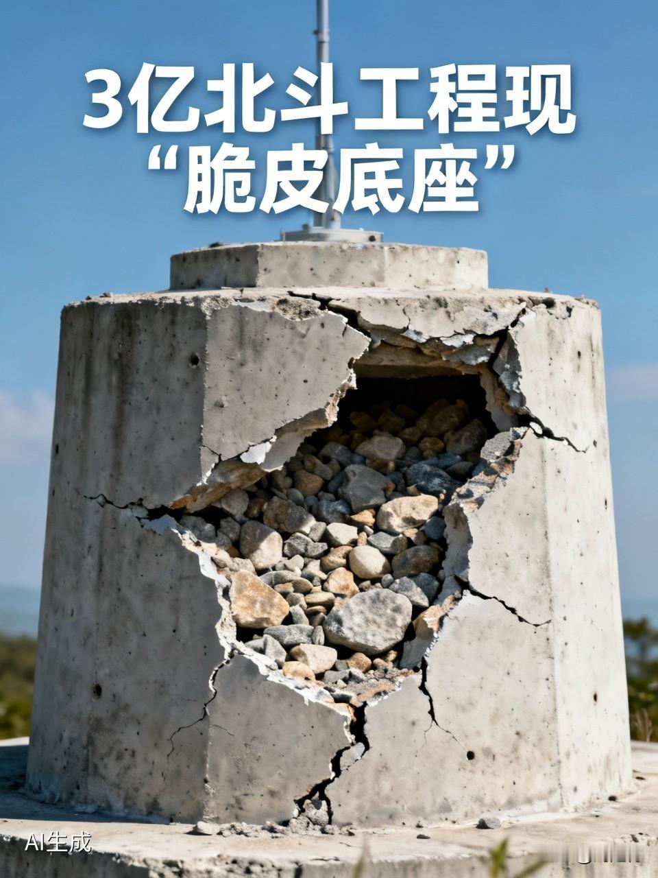 3亿北斗工程现“脆皮底座” 3亿北斗工程居然出现“脆皮底座”，太离谱啦！这可是国
