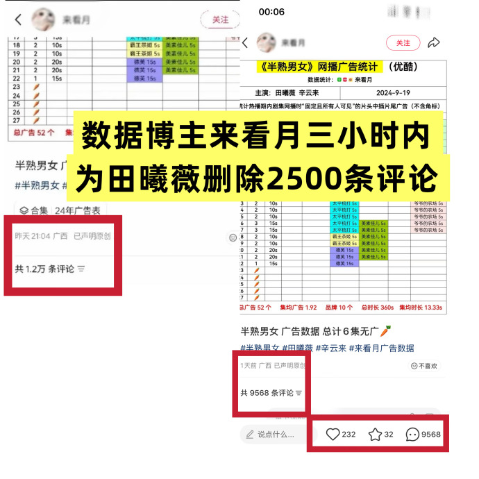 要是被数据博主来看月恶心到了都可以骂她真心肝了，毕竟数据博主来看月为田曦薇删帖还