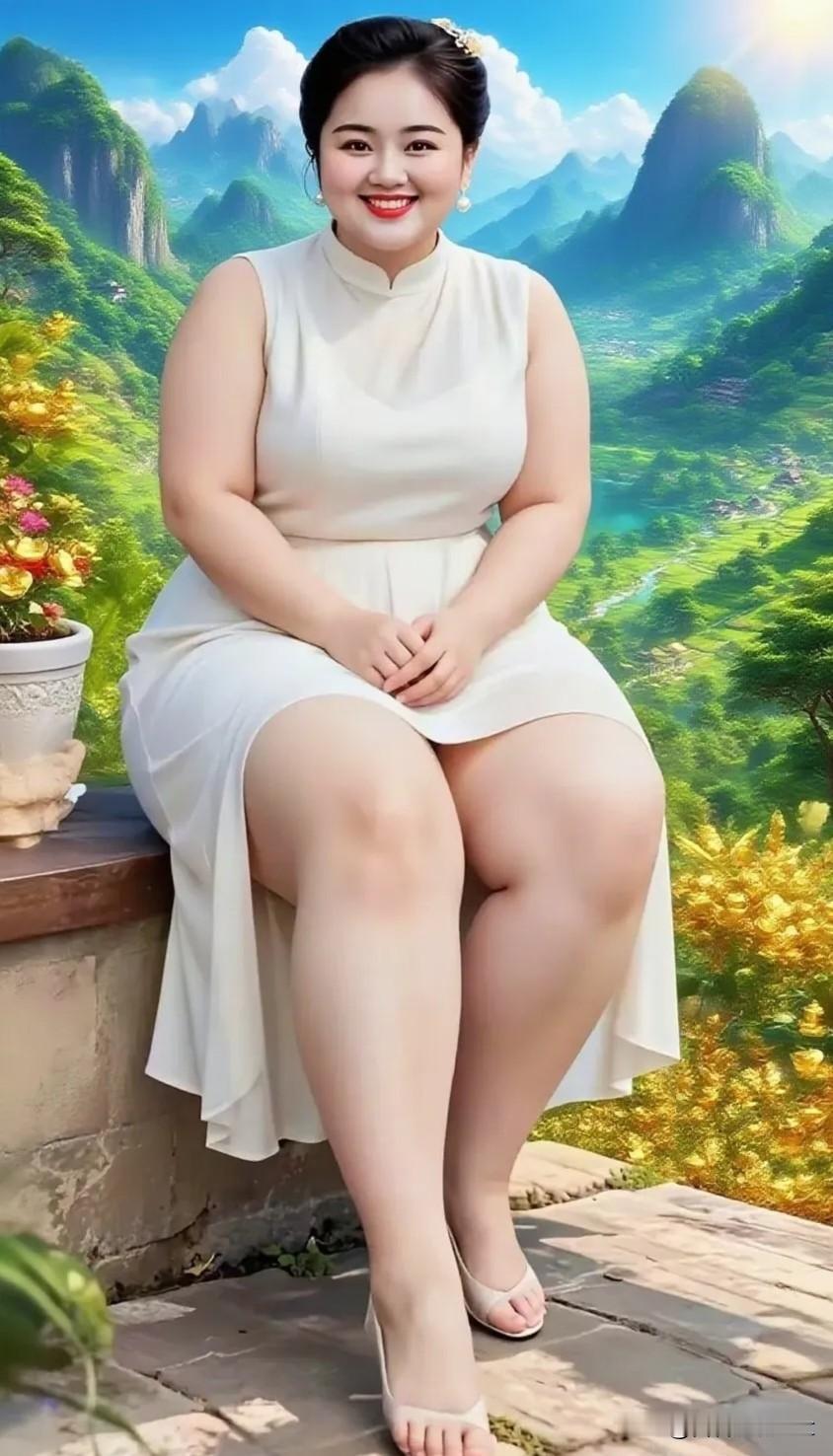西江月·丰韵姿
 
叠翠青山入画，素衣静倚亭边。
圆融温婉笑嫣然，自带春风眉眼。