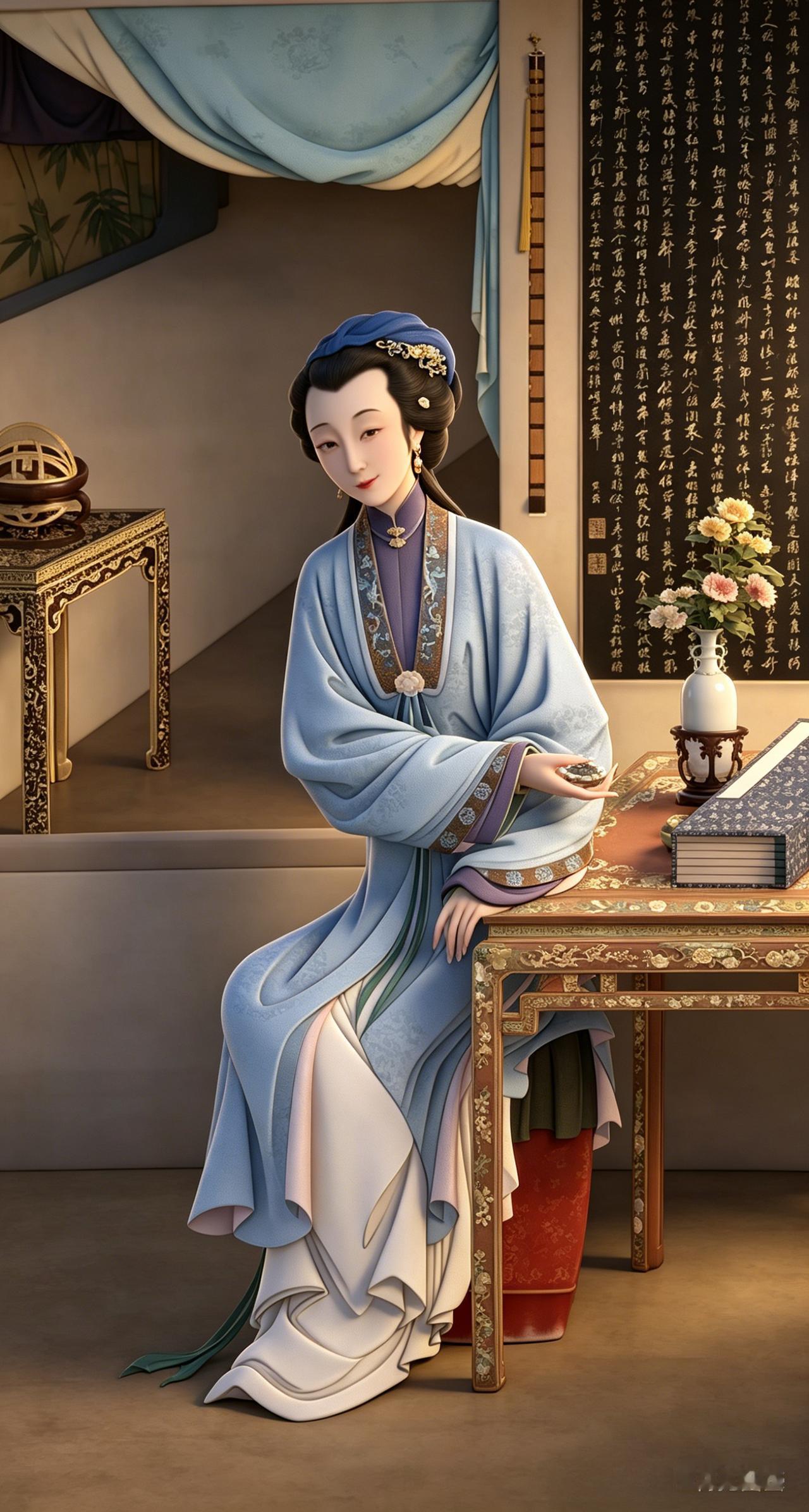雍正十二美人图12（AI生成）