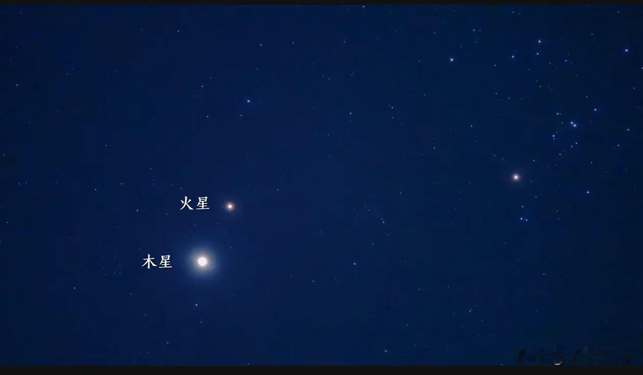 昨天晚上 1:00 火星与木星相棱，下一次是26年和33年了#火星木星排列#