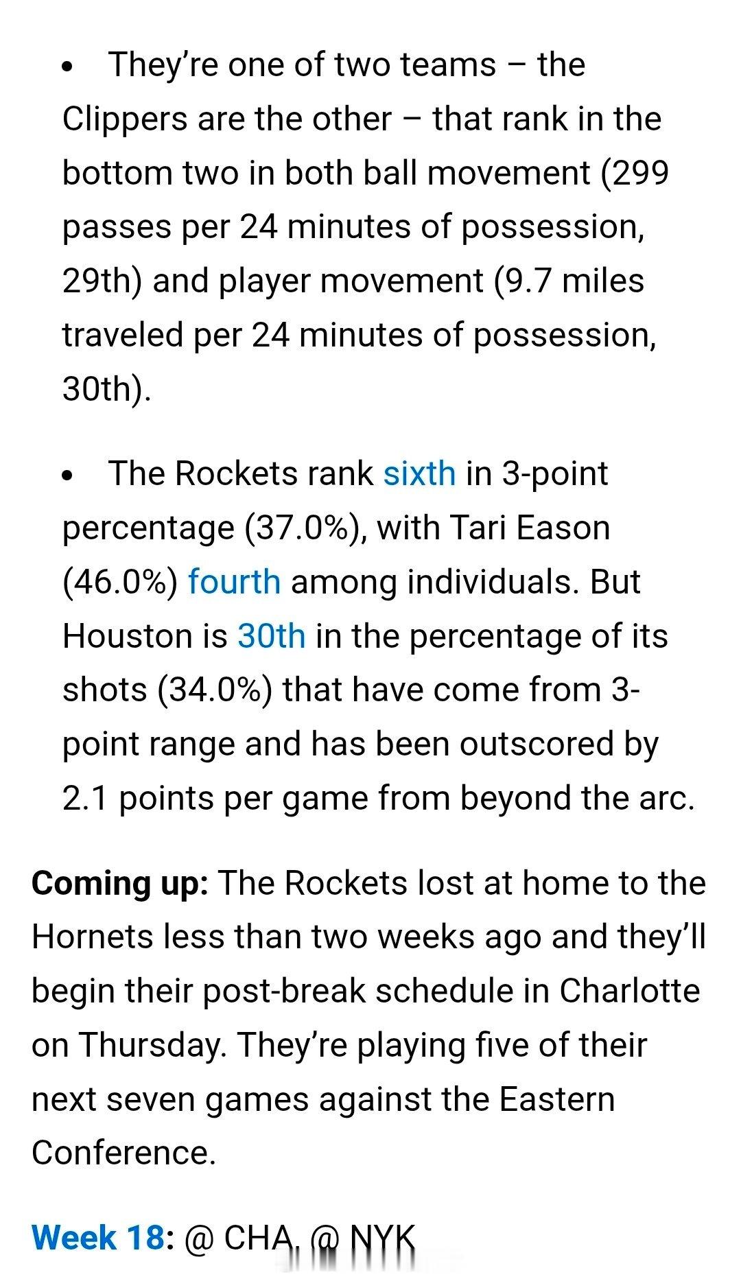 NBA最新实力榜，火箭队第八，前七为：活塞、马刺、雷霆、尼克斯、掘金、凯尔特人、