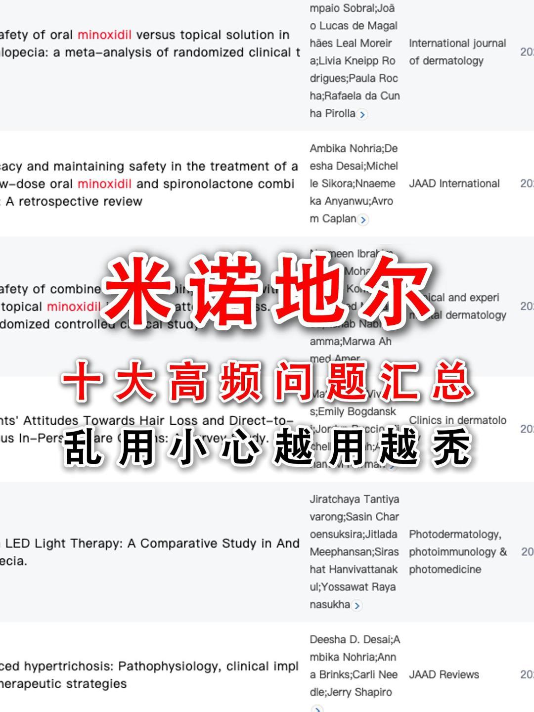 米诺地尔十大高频问题汇总 1.用了米诺地尔就一定能长出头发吗？ 不一定...