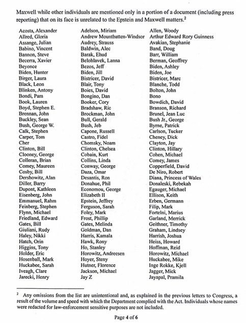 司法部长帕姆·邦迪（Pam Bondi ）宣布，司法部已根据《爱泼斯坦档案透明法