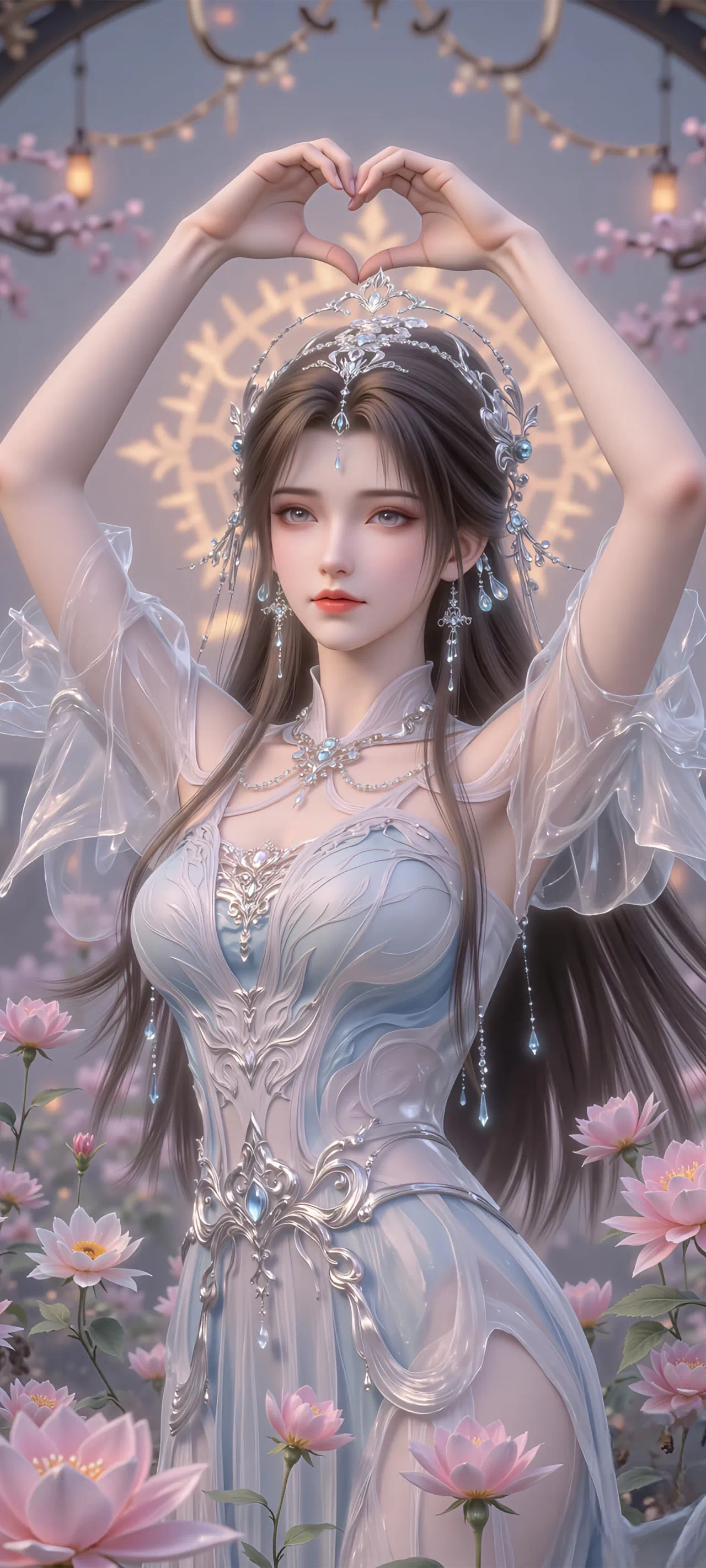 完美世界  清漪【精美壁纸】看看这靓丽的容颜，这充满爱意的手势，大家觉得，这是比