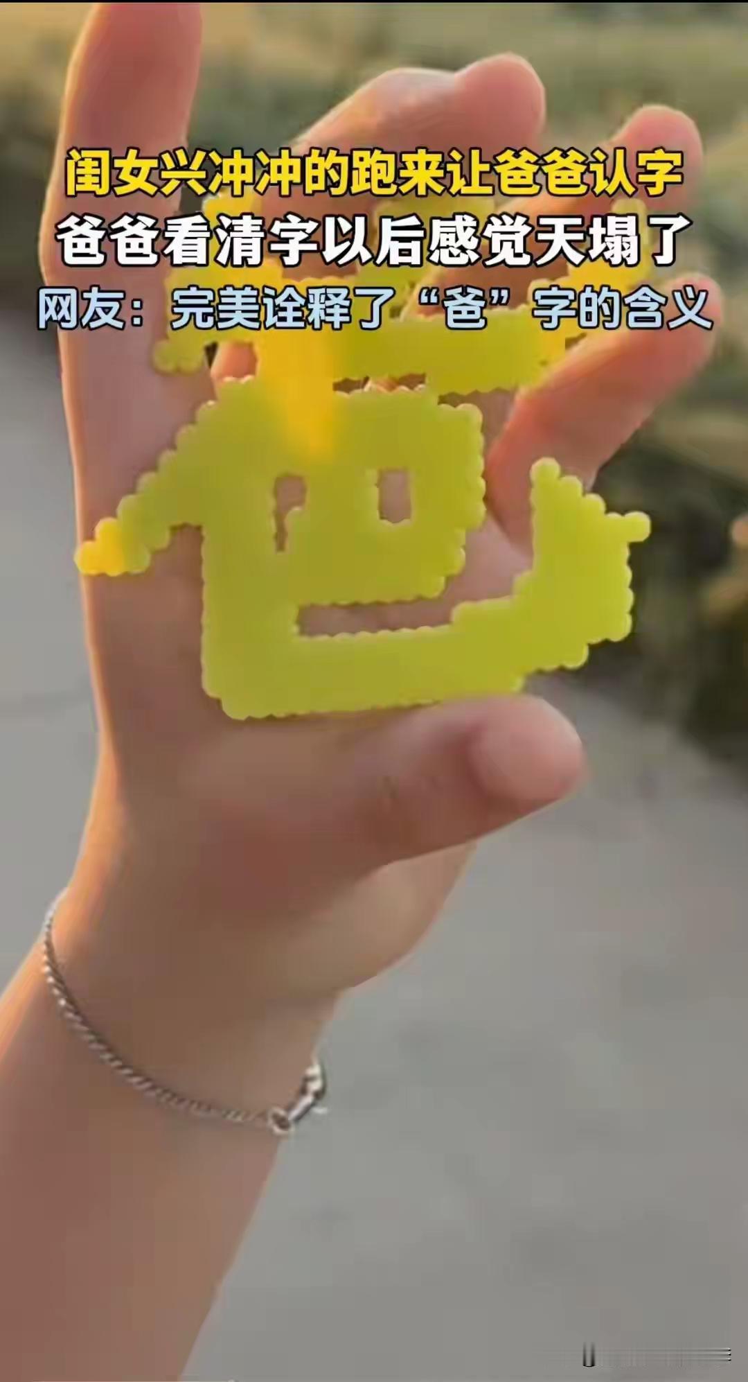 千年老爸变老狗
弄懂含义泪水流
在家不喊苦与累
金山再重也担走

无论家里有多苦