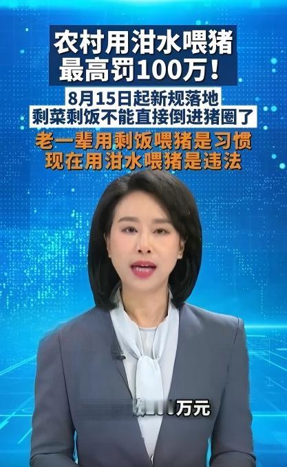 小时候剩饭喂猪没人觉得有问题。但从8月15号开始，这事违法了最高罚100万。
很