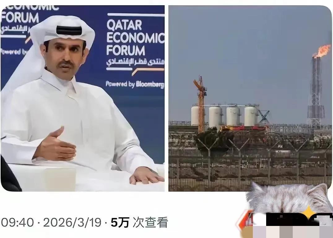 突发新闻：卡塔尔刚刚宣布对意大利、比利时、韩国和中国的液化天然气合同遭遇不可抗力