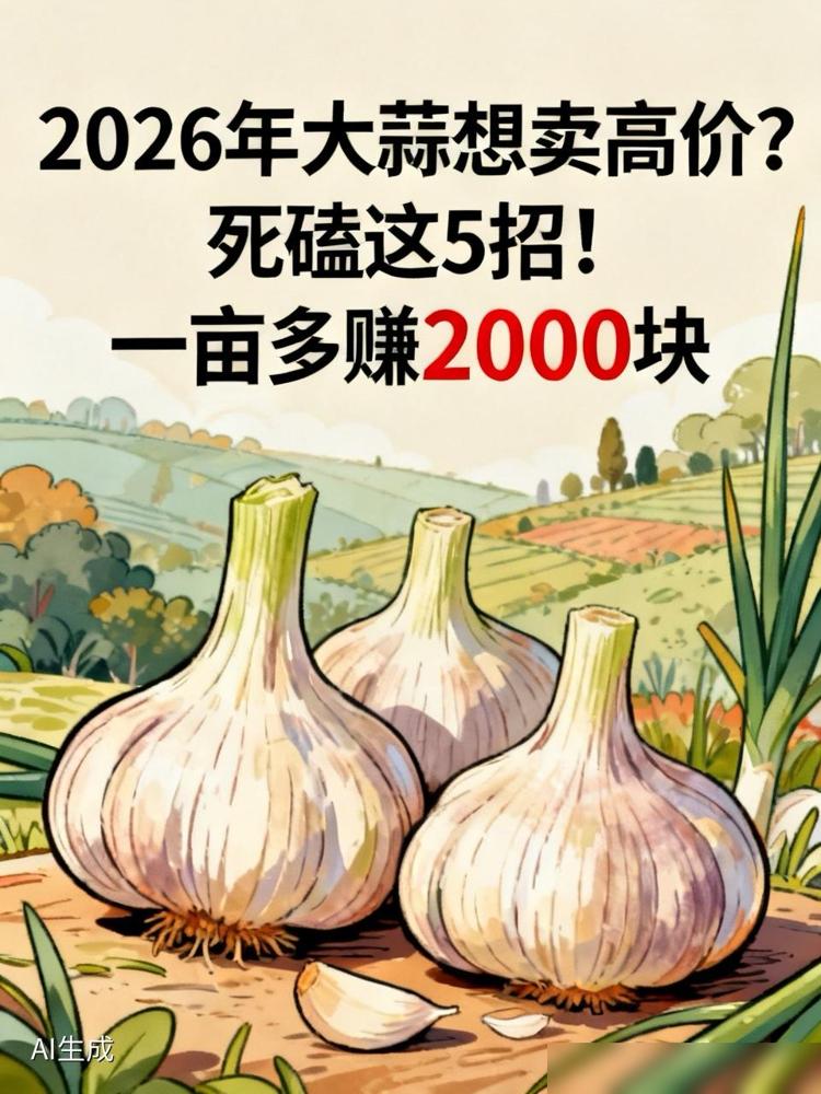 2026年大蒜想卖高价？死磕这5招！一亩多赚2000块

今年这大蒜行情真的是明