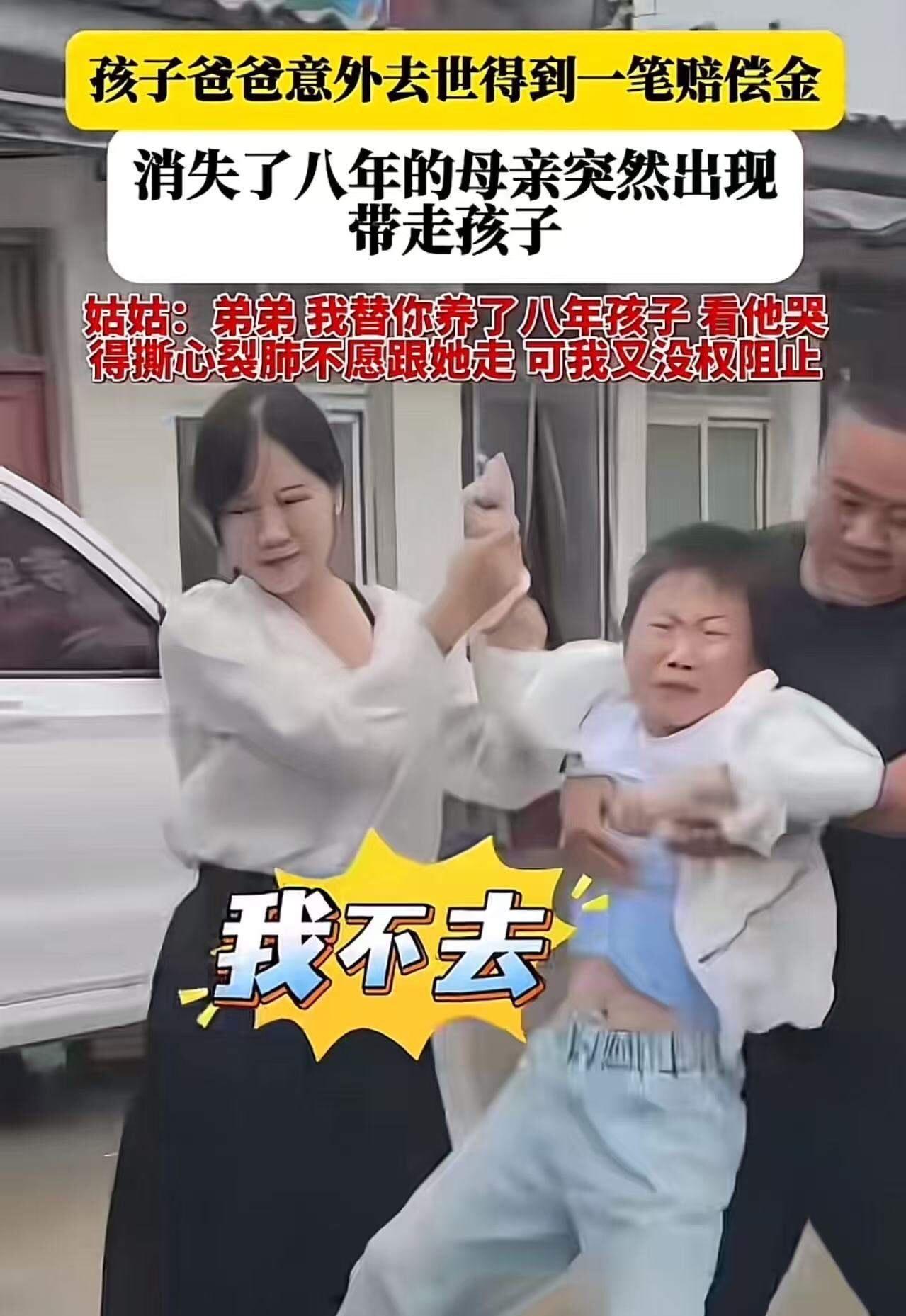 孩子爸爸意外去世得到一笔赔偿金，消失了八年的母亲突然出现带走孩子！姑姑：“弟弟，