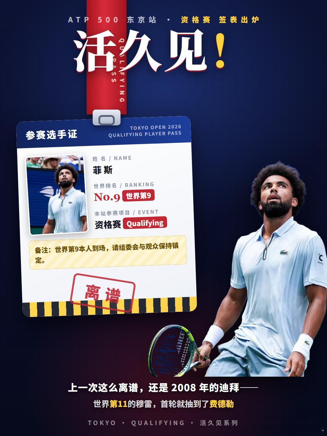 🚨活久见：菲斯将作为世界第9出战东京资格赛这几乎和当年世界第11的穆雷在200