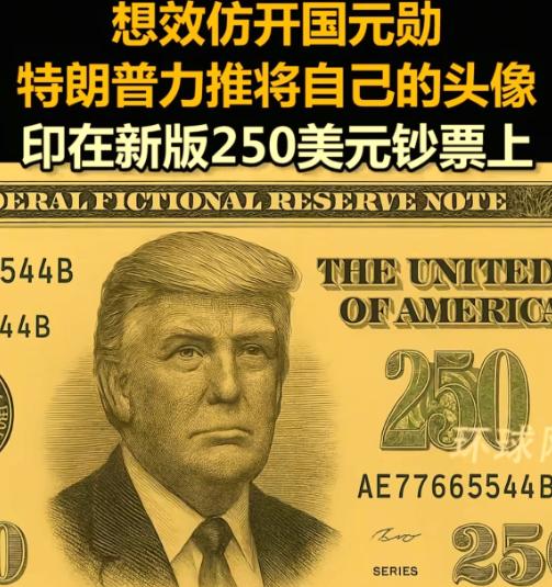 美国历史上第一位“250”总统即将诞生，就是当今美国总统特朗普，他要求在钞票上印