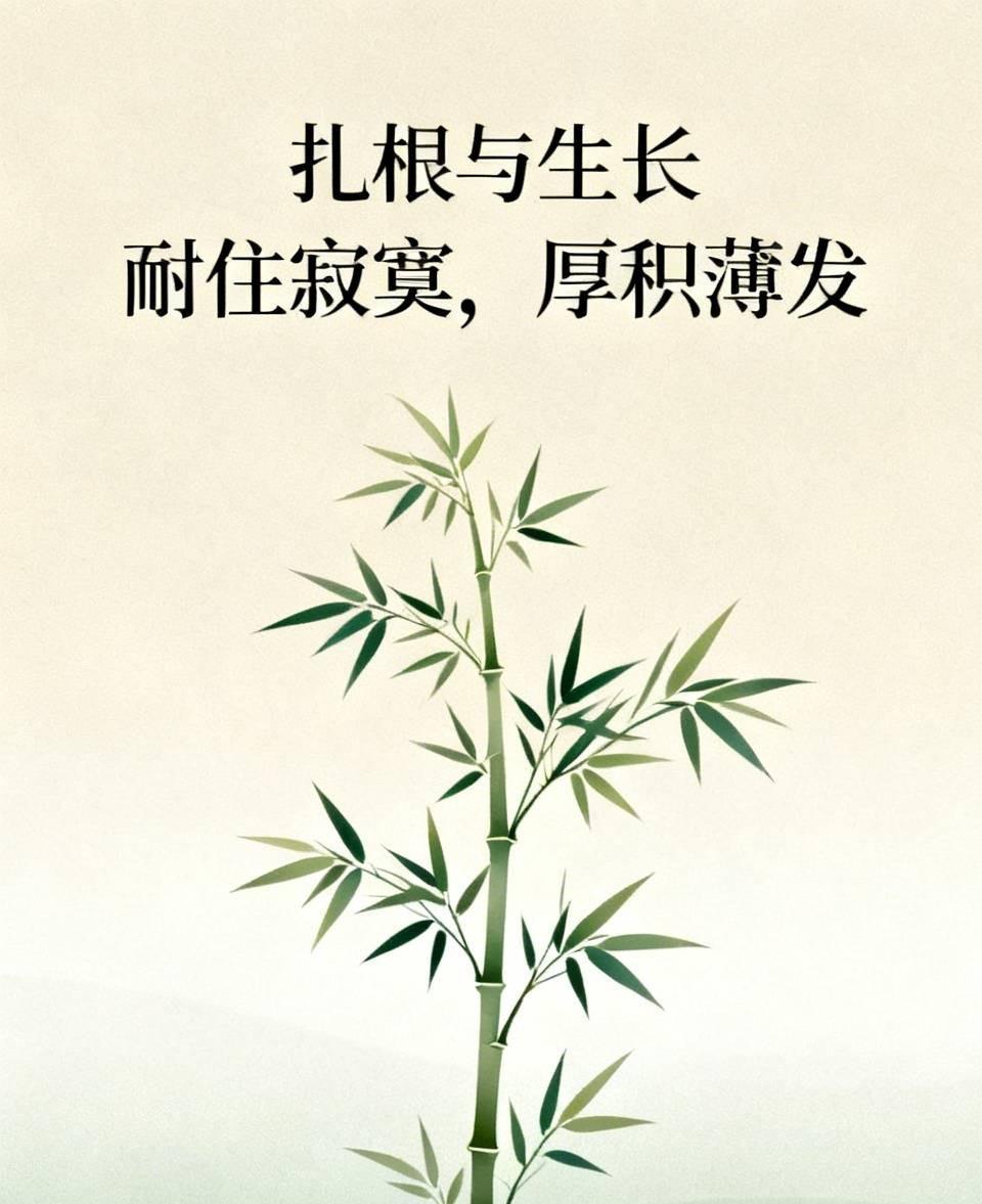 厚积薄发
毛竹用四年时间仅长三厘米，却在第五年以每天三十厘米的速度疯狂生长，六周