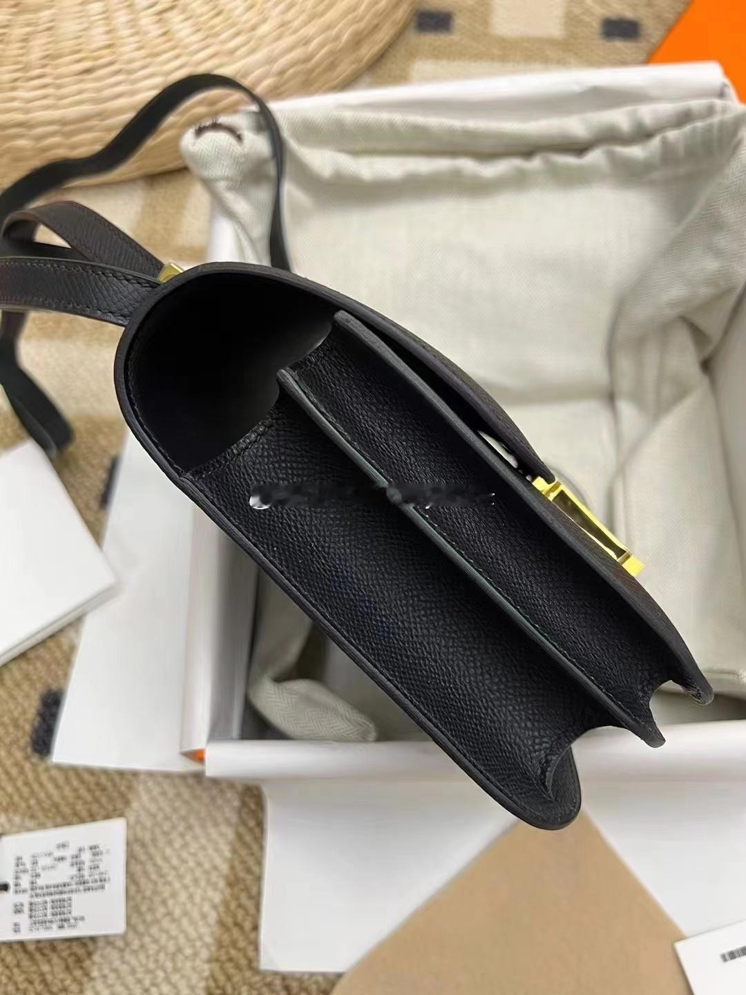 康康Constance 19cm Epsom 89黑色 金扣爱马仕hermes