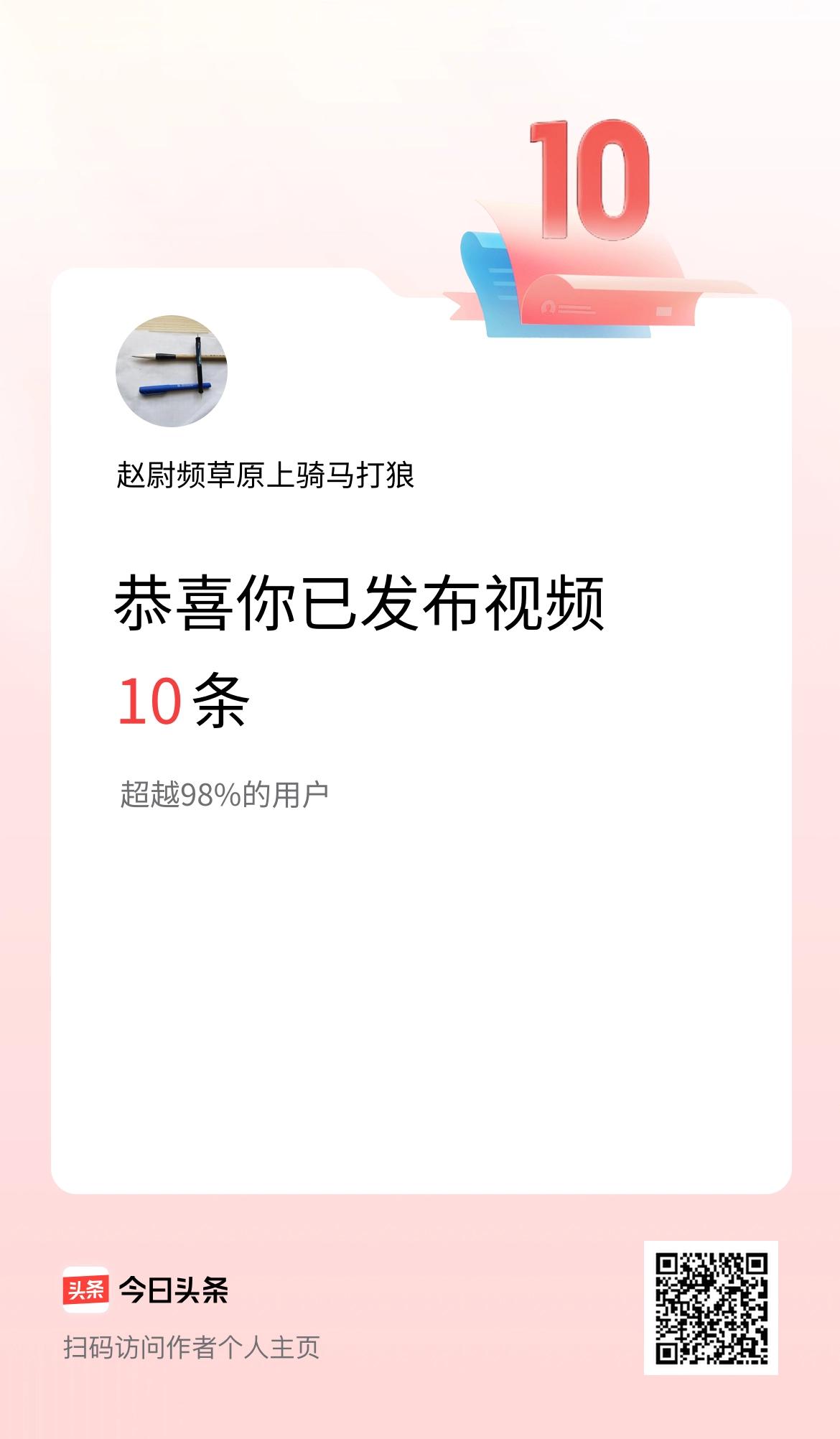 我在头条累计视频投稿10个