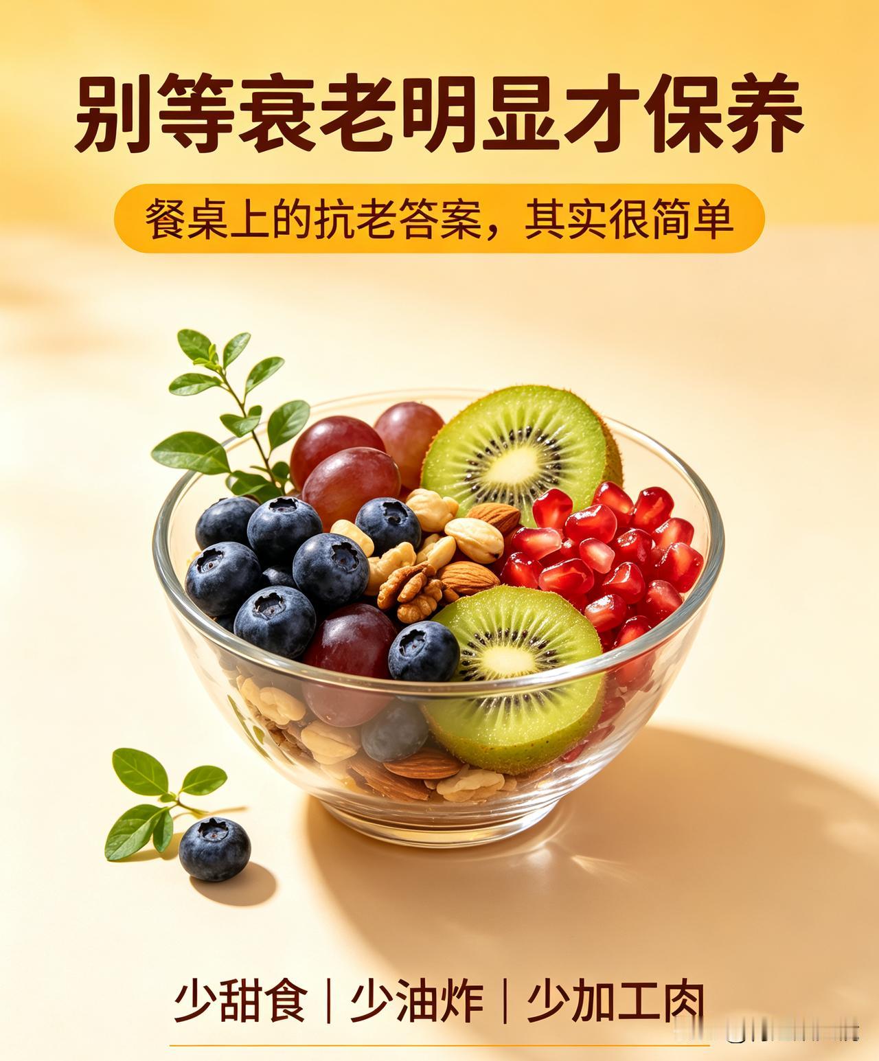 别等衰老明显才保养
 
餐桌上的抗老答案，其实很简单。
 
很多人以为，衰老是慢