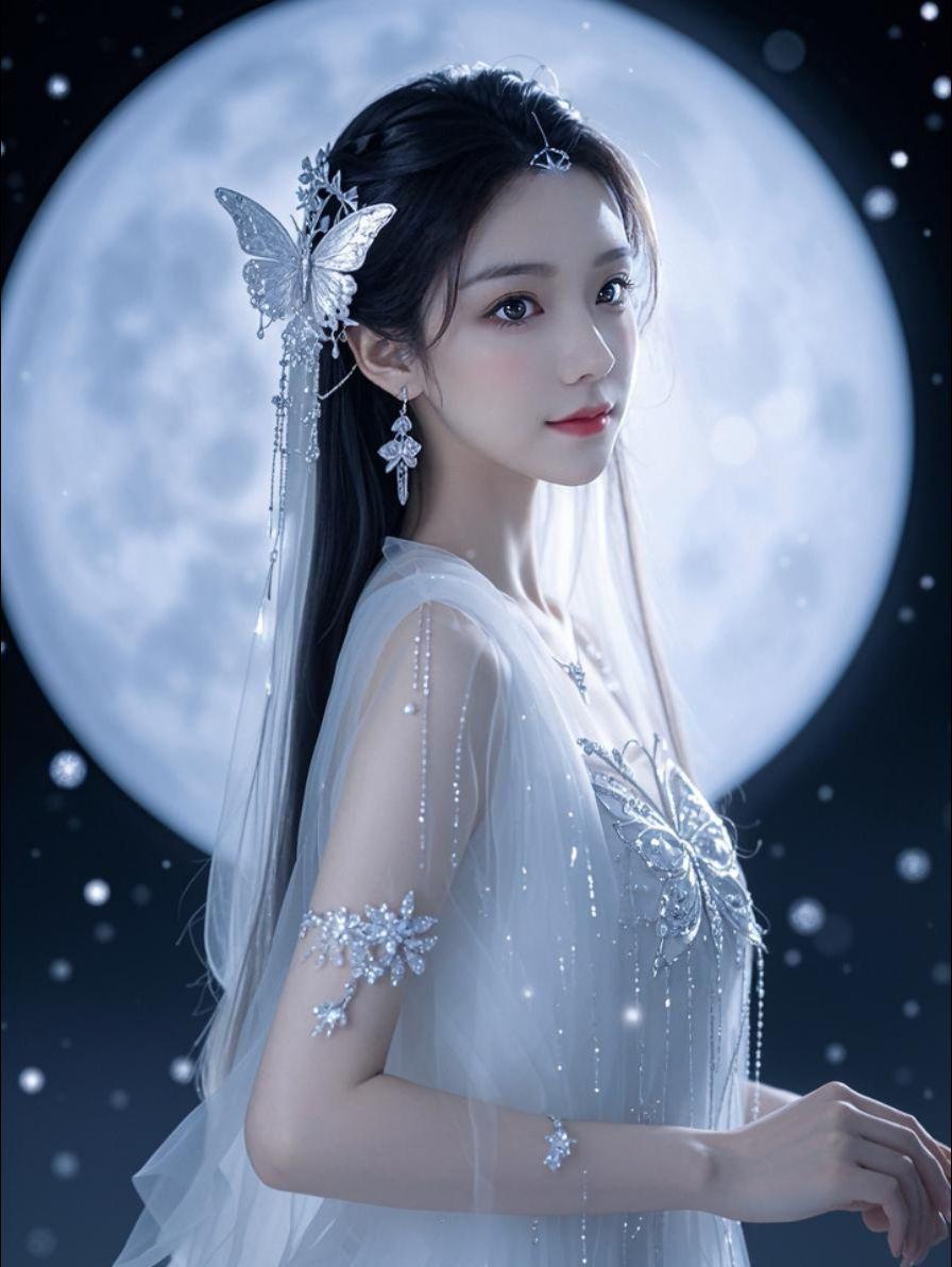AI银蝶月夜影