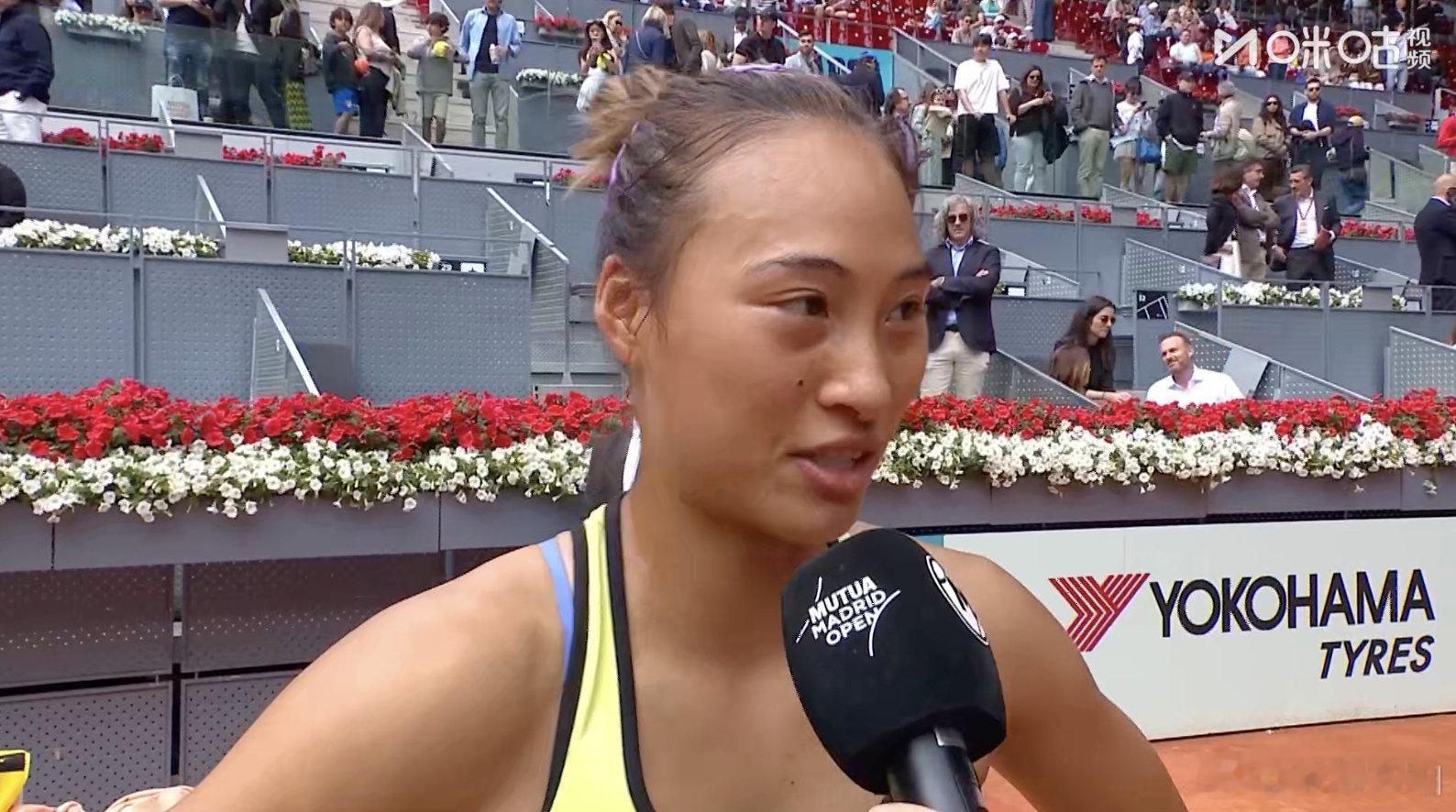 【郑钦文回应马德里开门红】WTA1000马德里站第二轮，32号种子郑钦文以1-6