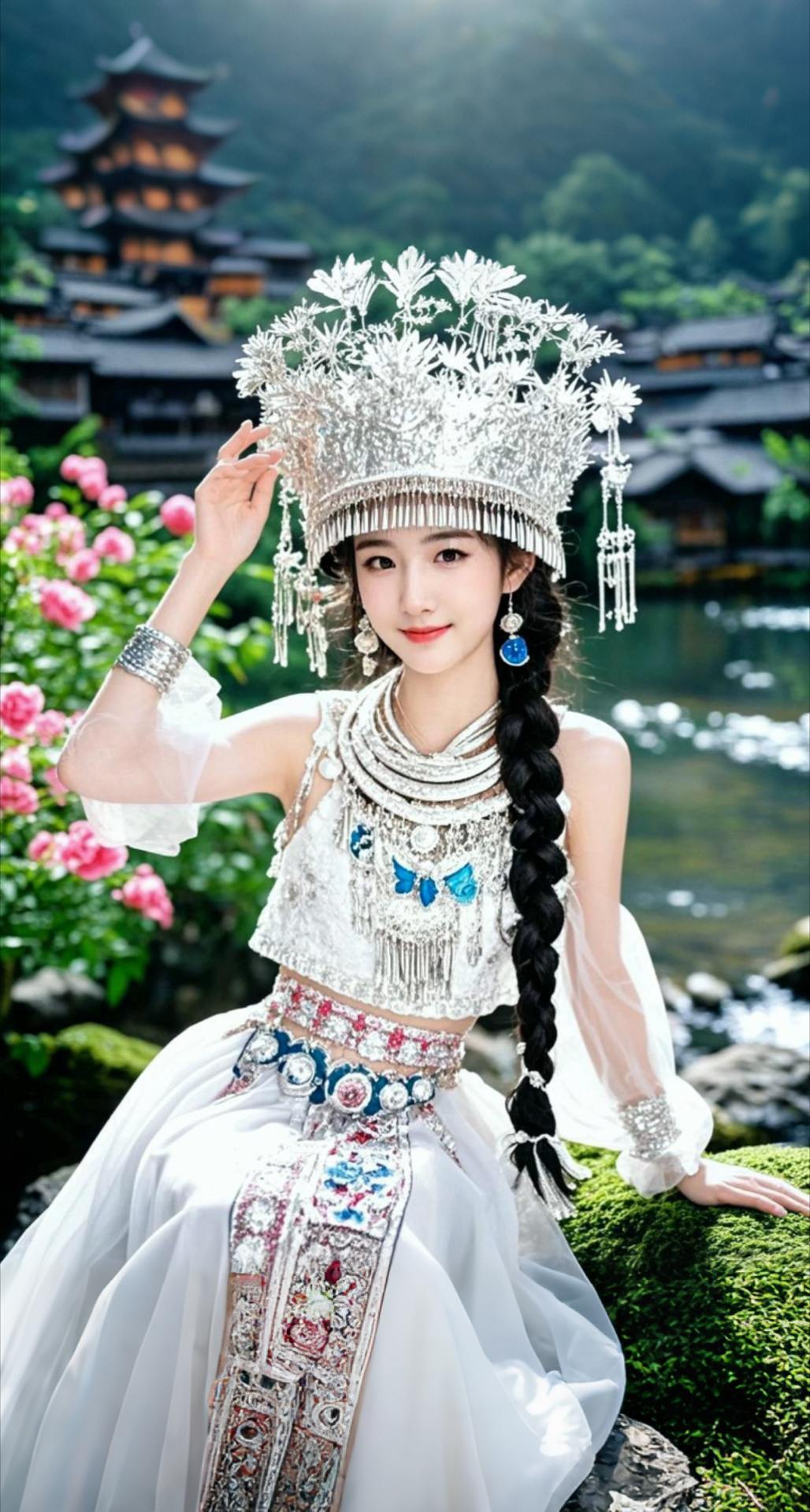 AI扩图 AI苗乡白裳梦