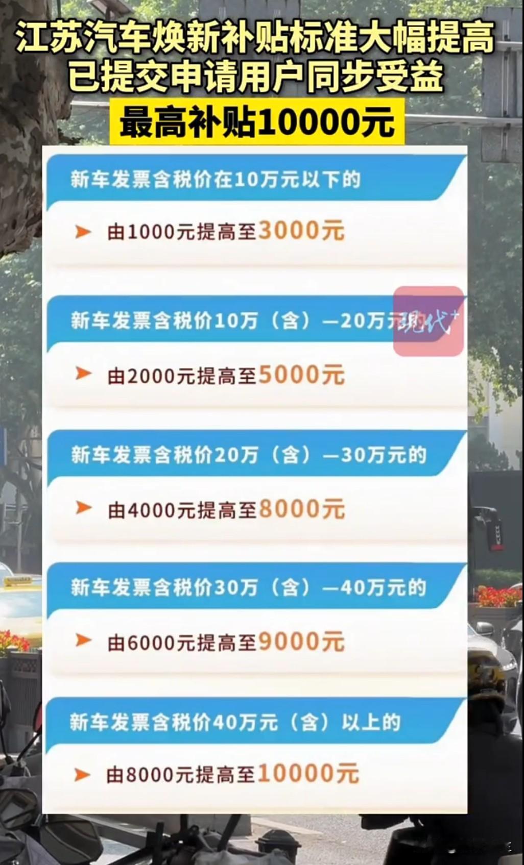 江苏车主注意！汽车焕新补贴标准重磅上调，最高 1 万元真金白银直接领！这次补贴政