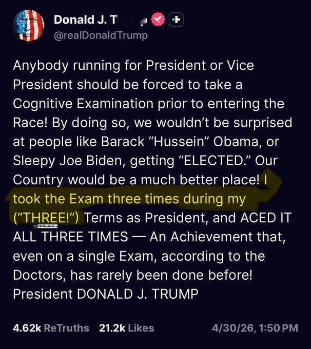 特朗普总统刚刚确认他已经当了总统三届吗？👀A. 当然是B. 他不是那个意思Di