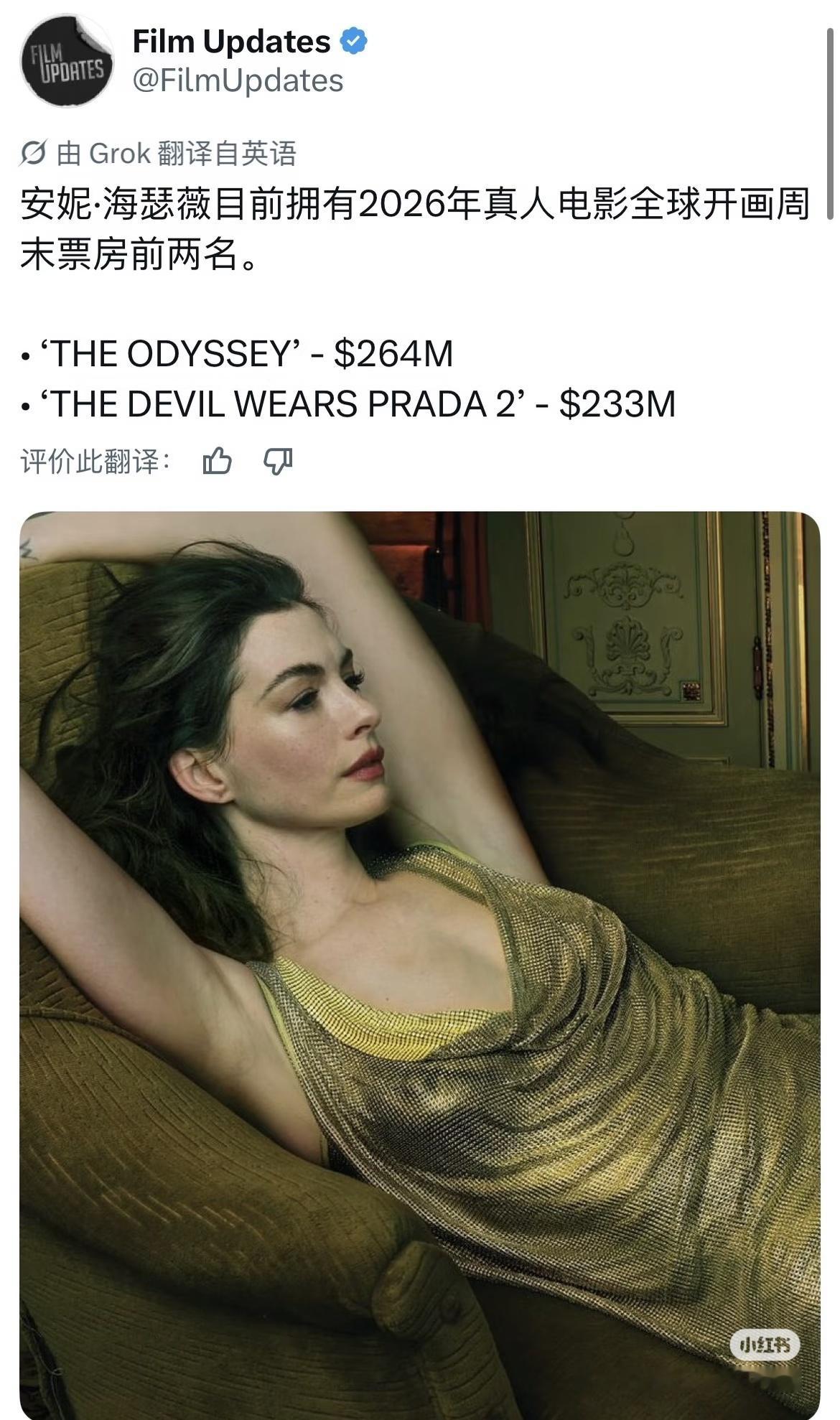 之前为了打压刘亦菲，还说安妮海瑟薇很糊，不算巨星，因为刘亦菲和安妮一起代言，一起