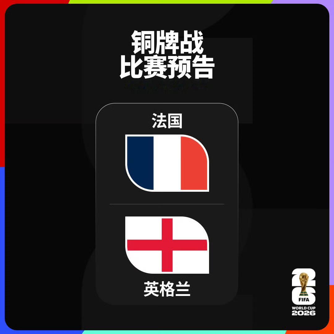 法国Vs英格兰。论重要性，这场比赛虽然不及冠亚军争夺战那么举世瞩目，但对于职业球