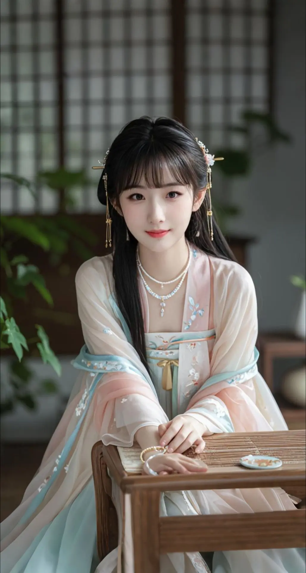 AI扩图 古典少女韵