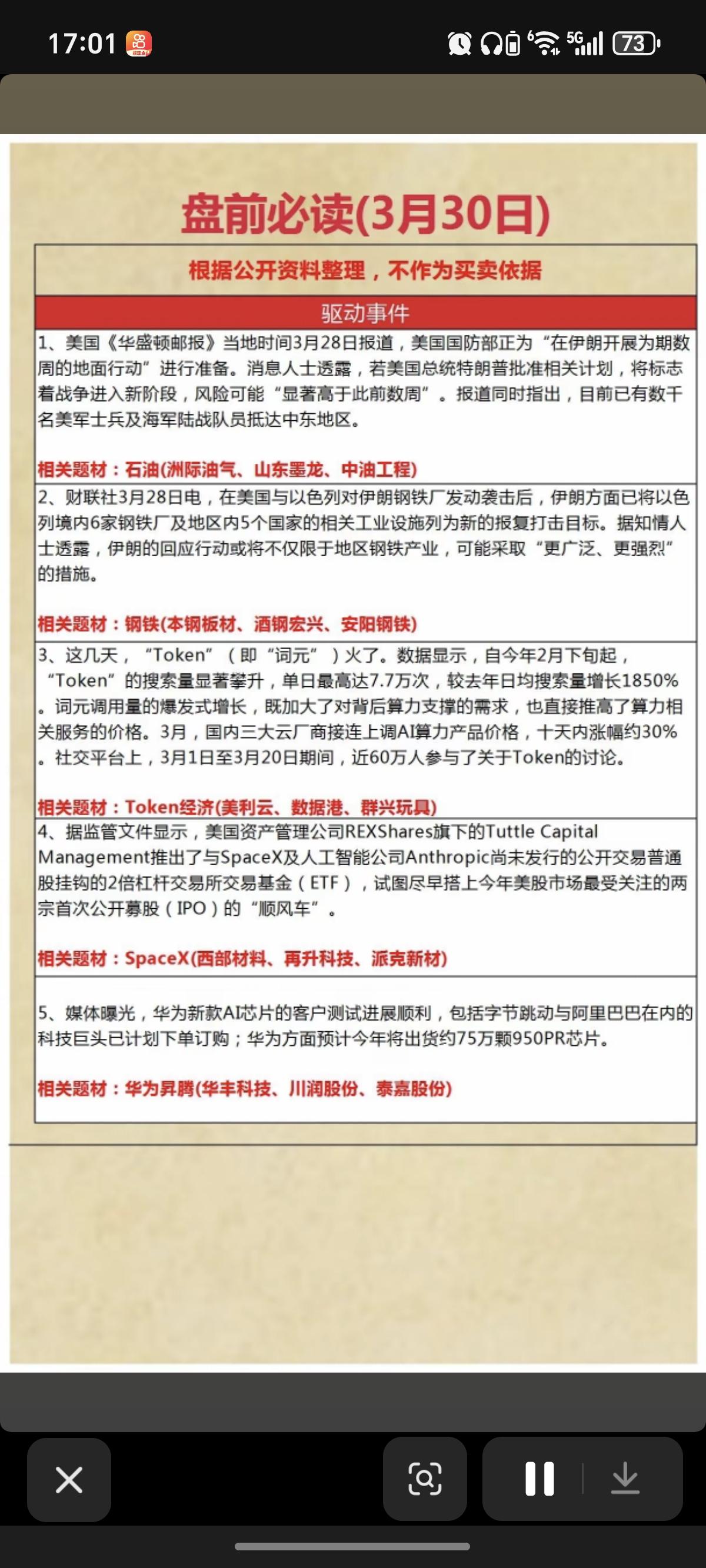 3.30周一  盘前  财经热点信息汇总！

1.油气
2.钢铁
3.Token