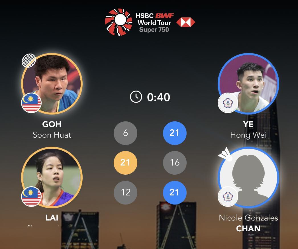 叶宏蔚/詹又蓁 21-6、16-21、21-12 🇲🇾吴埙阀/赖洁敏2025
