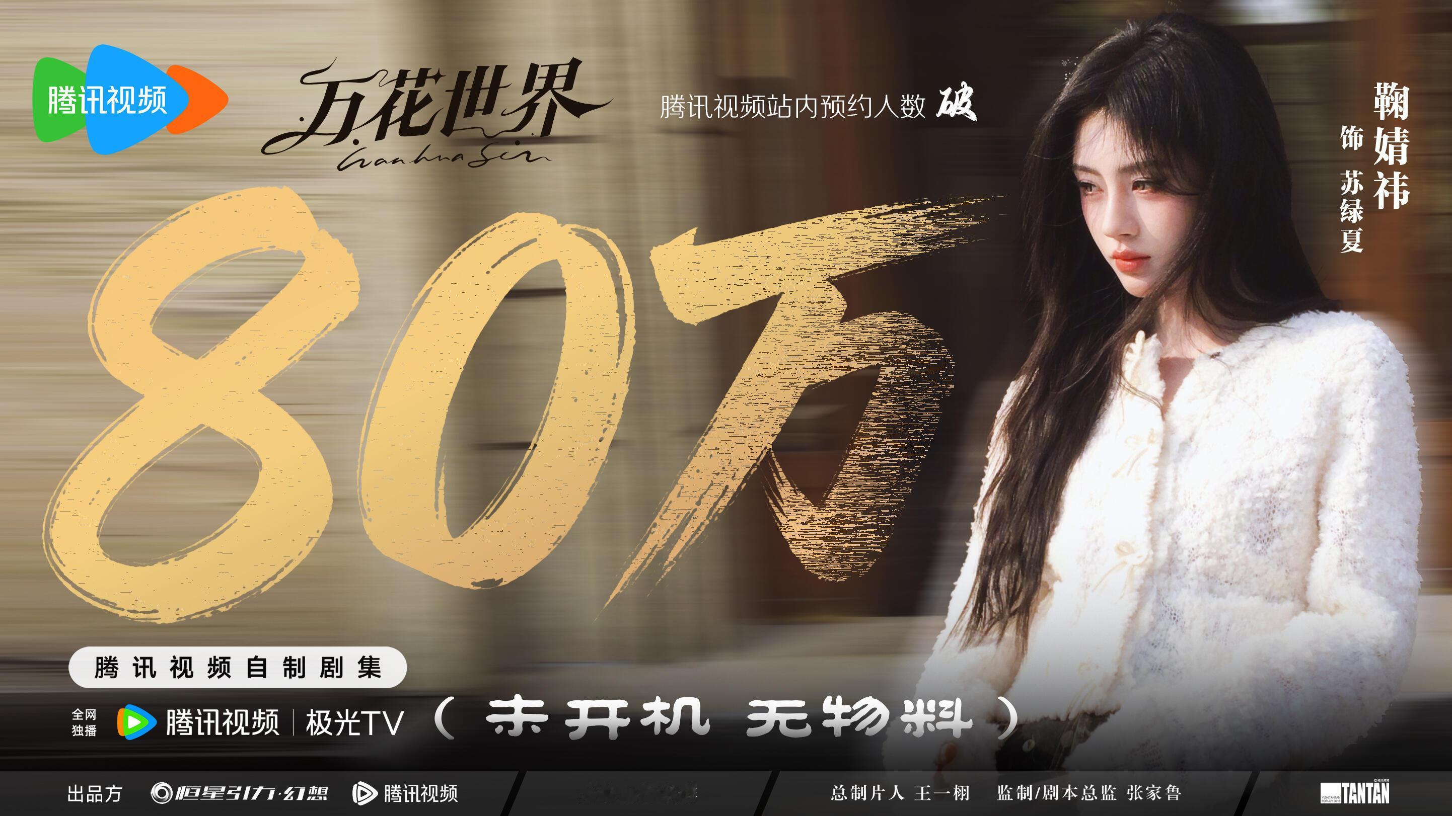 恭喜鞠婧祎《万花世界》无开机无物料，腾讯站内预约人数已破80万，活粉多so ea