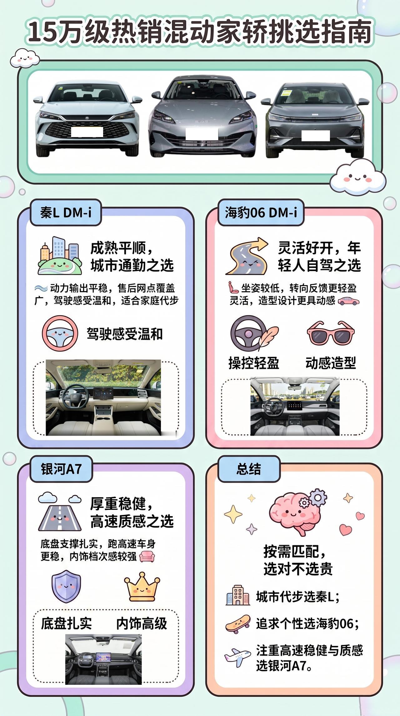 15万插混家轿：秦L DM-i、海豹06 DM-i、银河A7，高速谁更有底
真实