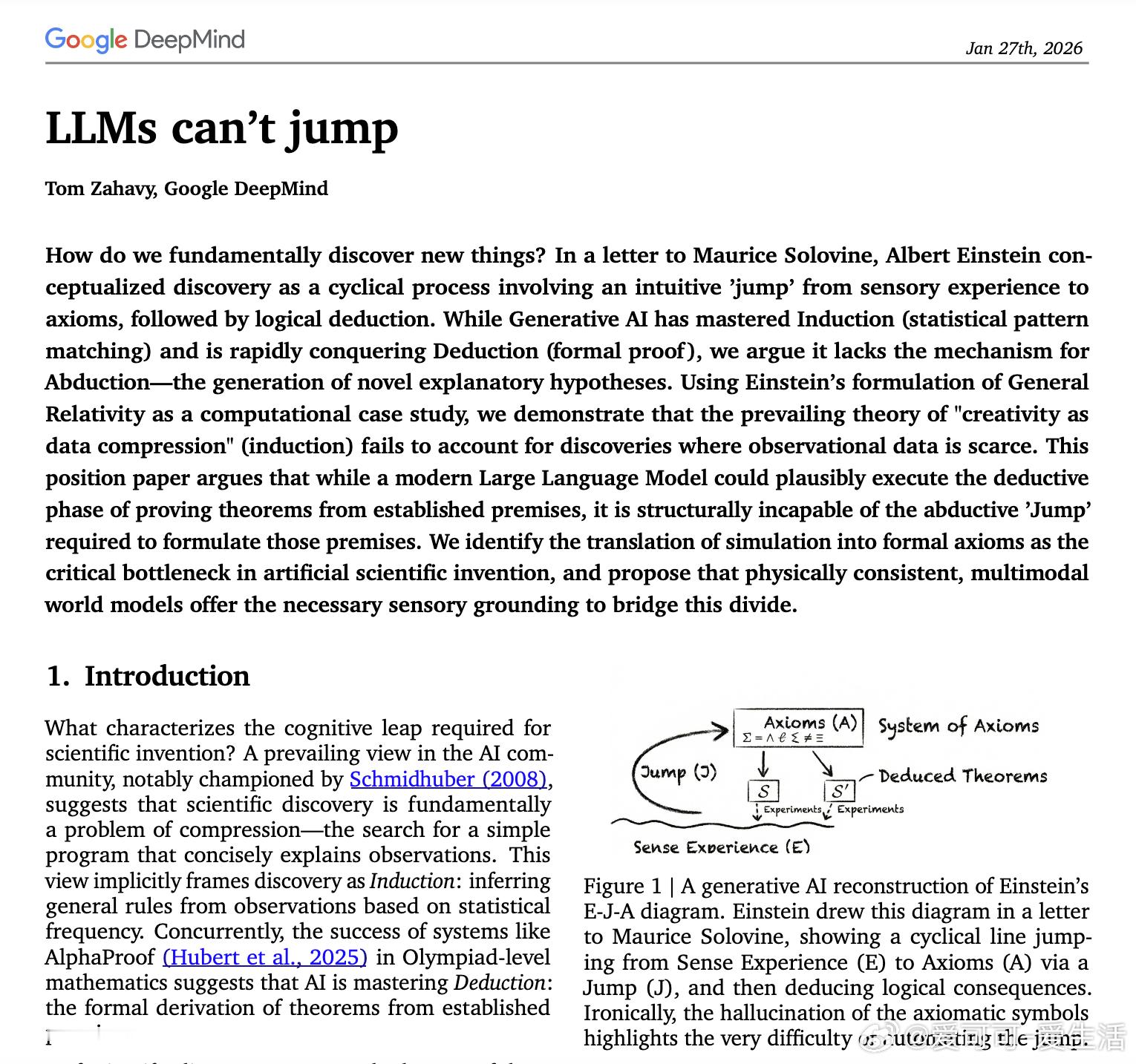 【LLM跳不出爱因斯坦的那一跃】DeepMind研究员Tom Zahavy发文指