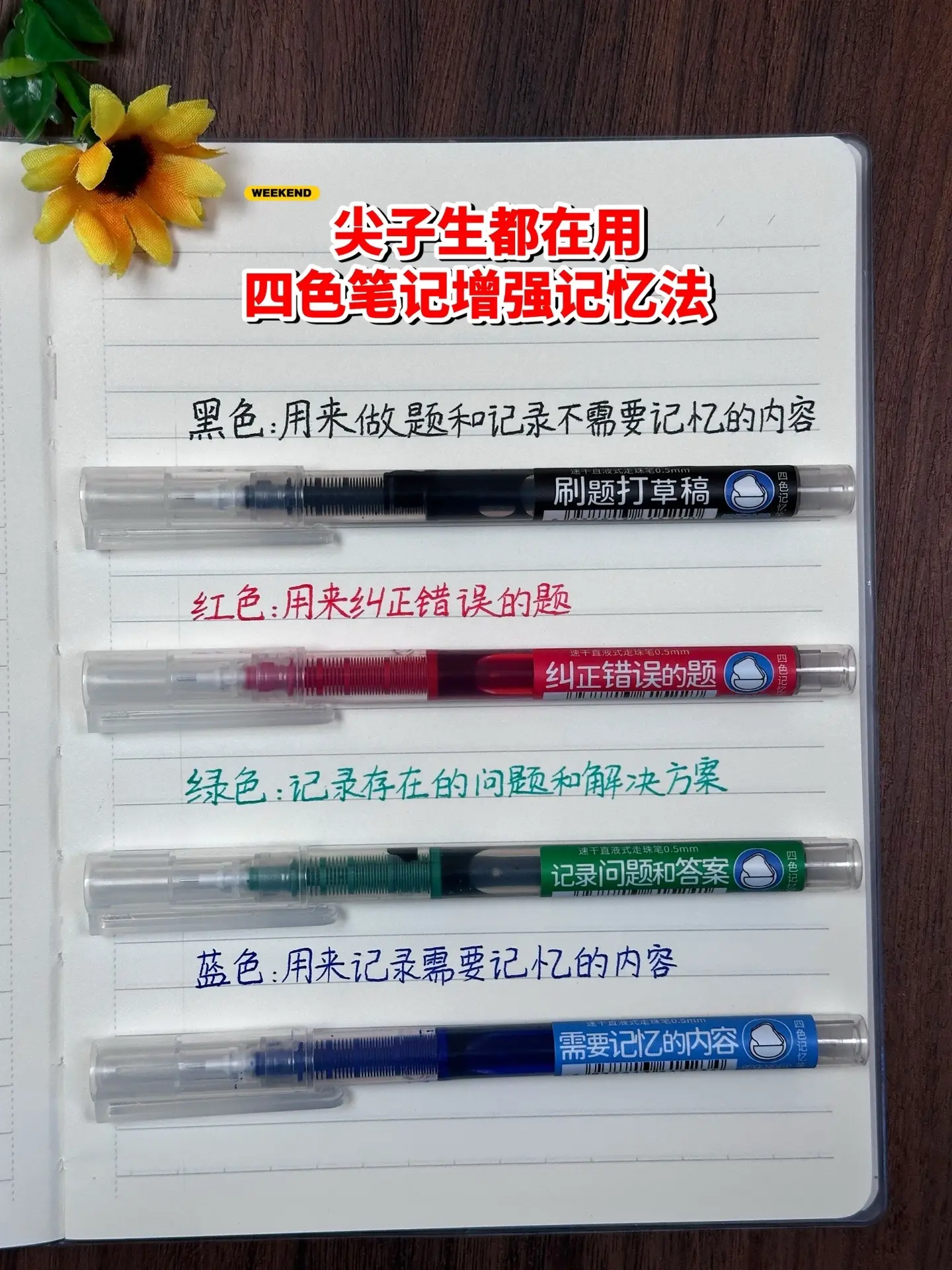 尖子生都在用的四色笔记法🔥。开学给孩子安排的四色记忆笔，高效快速记忆...