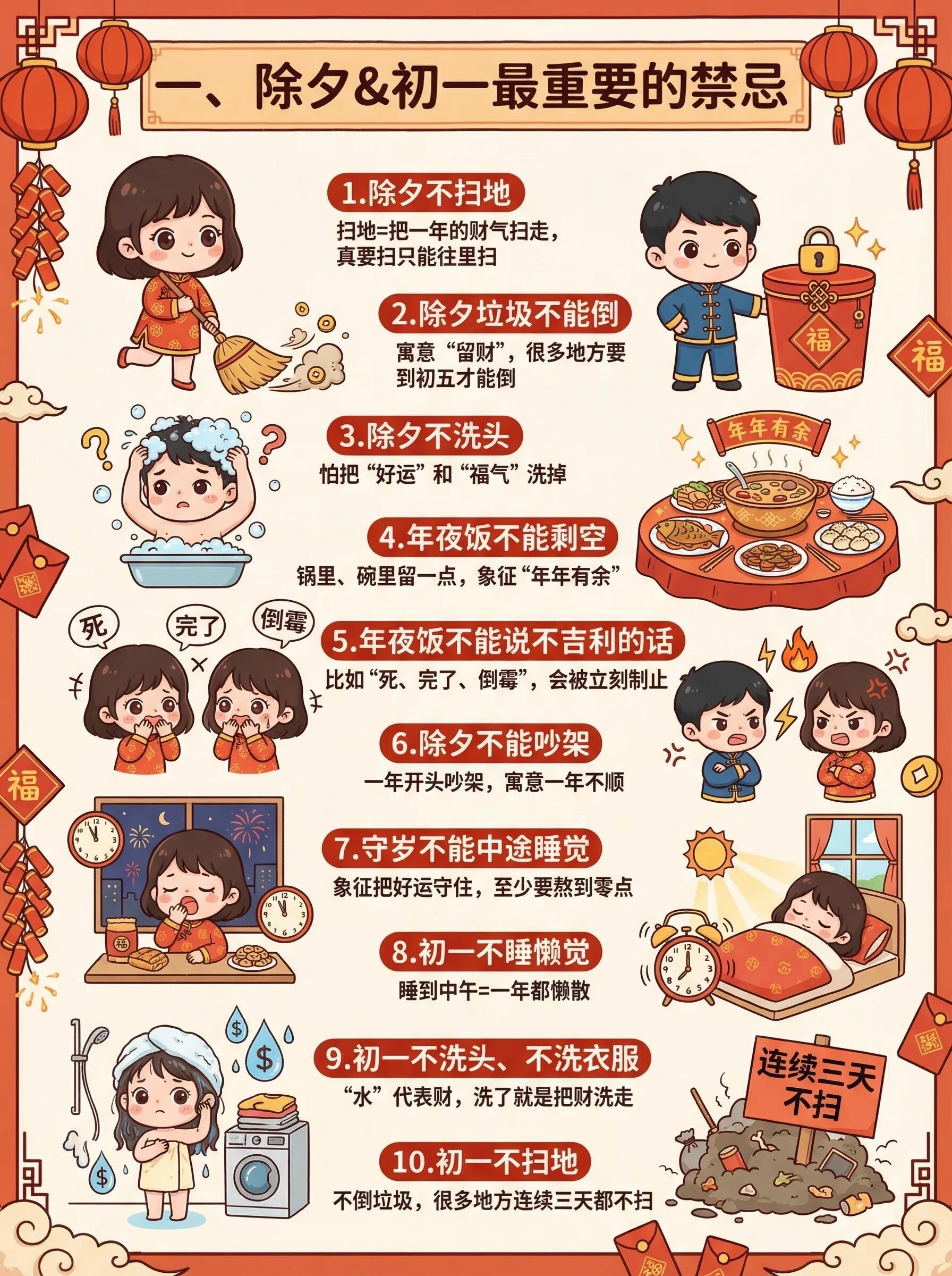 春节禁忌真相🔍 做了这50件事真的会被嫌弃 