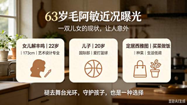 63岁毛阿敏近况曝光，一双儿女的现状让人意外