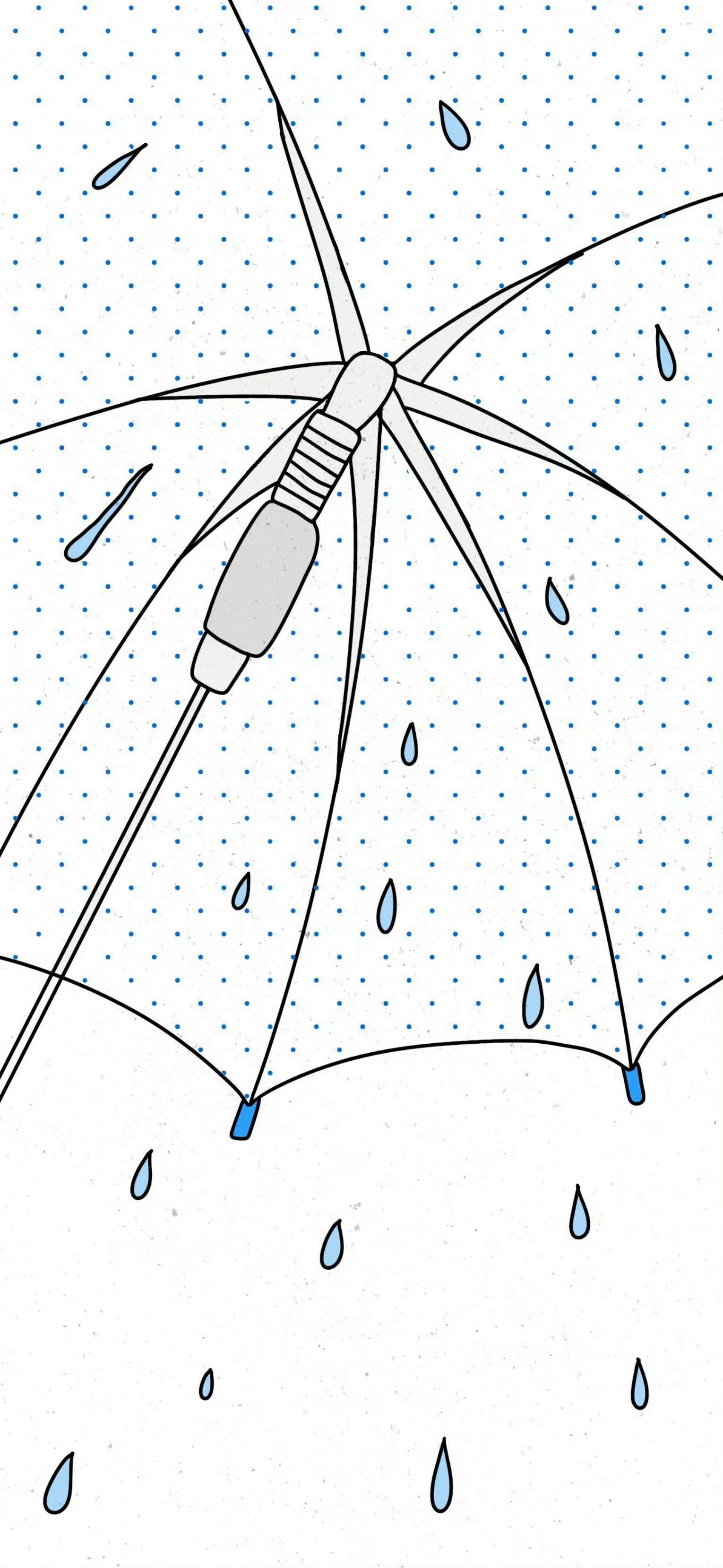 蓝色壁纸｜小清新壁纸｜蓝色波点｜海边壁纸｜☔️雨伞壁纸｜手绘壁纸｜温柔壁纸｜小女