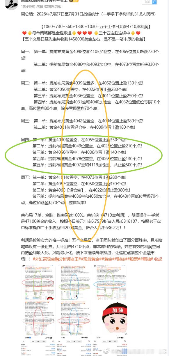 全程提前布局现价喊单，给到粉丝朋友们实实在在的利润，只要跟上操作着，足以让账户翻