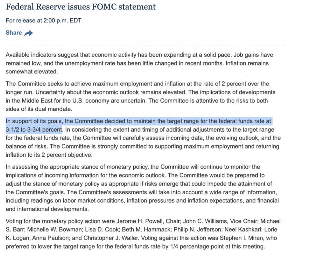 美联储传来新消息！

2026年3月19日凌晨，美联储主席鲍威尔宣布了一个重大决