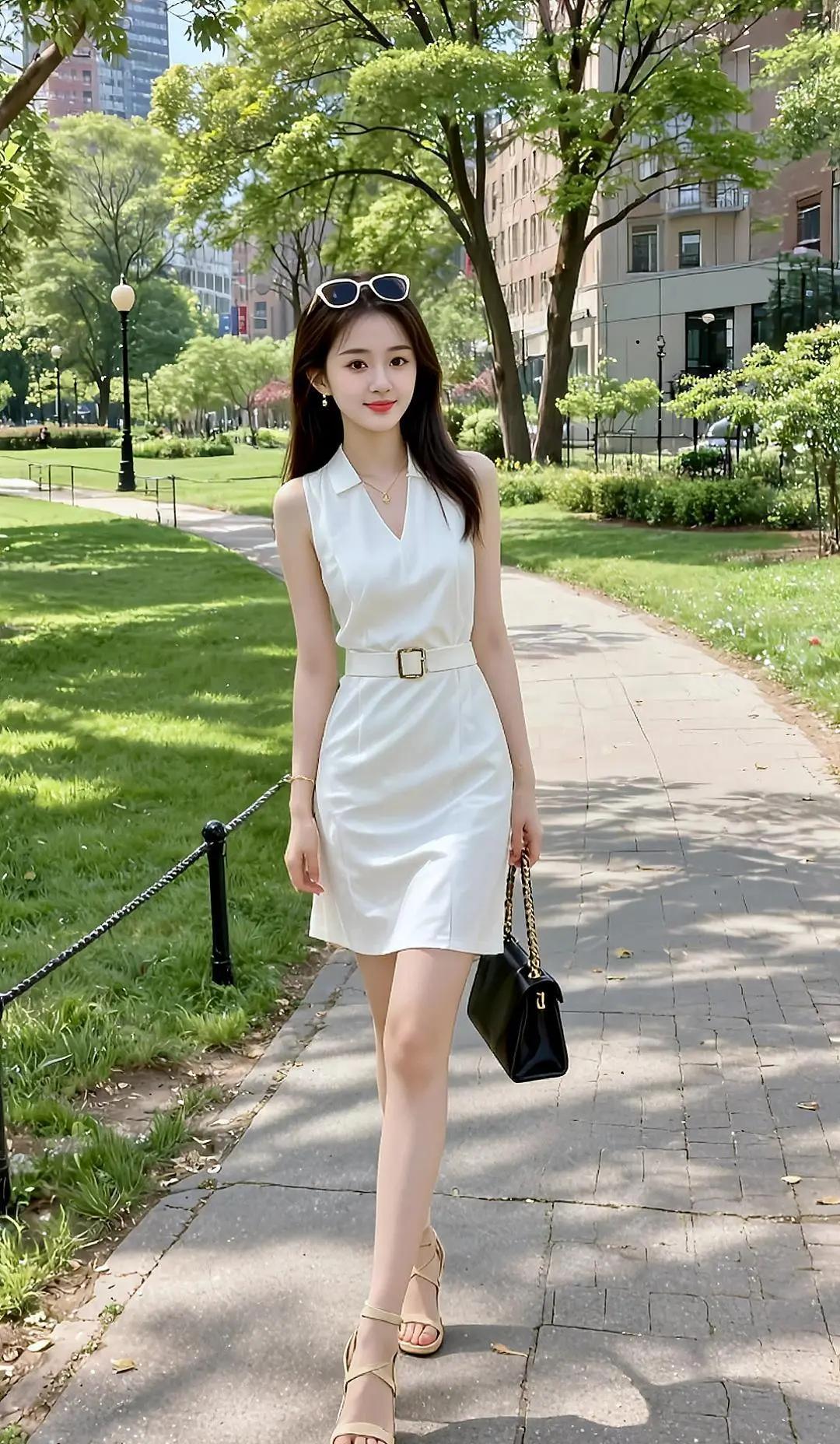 夏日穿搭指南：白色连衣裙+墨镜，清新又时尚！🌞👗👓