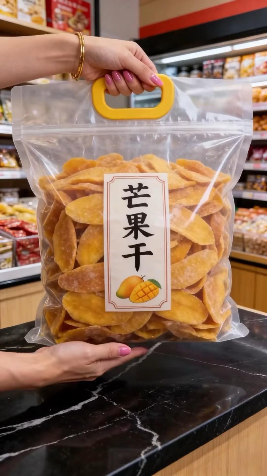 厚切芒果干，果肉饱满软糯，酸甜不腻，果香浓郁，每一口都超满足，追剧解馋必备！