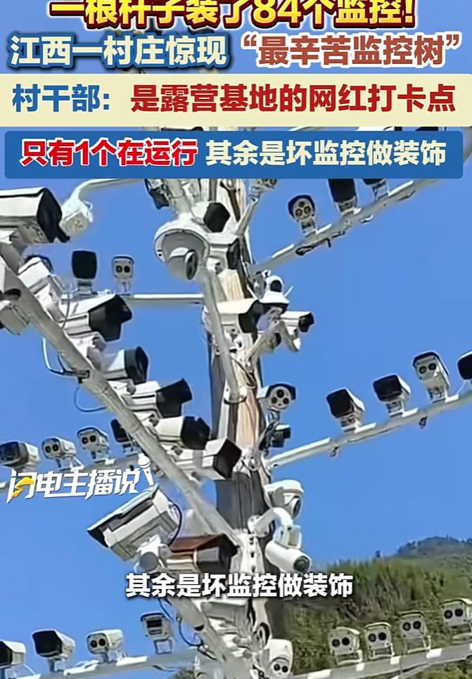 用84个监控哗众取宠，用村民隐私博眼球！江西萍乡一根杆子上密密麻麻装84个监控，