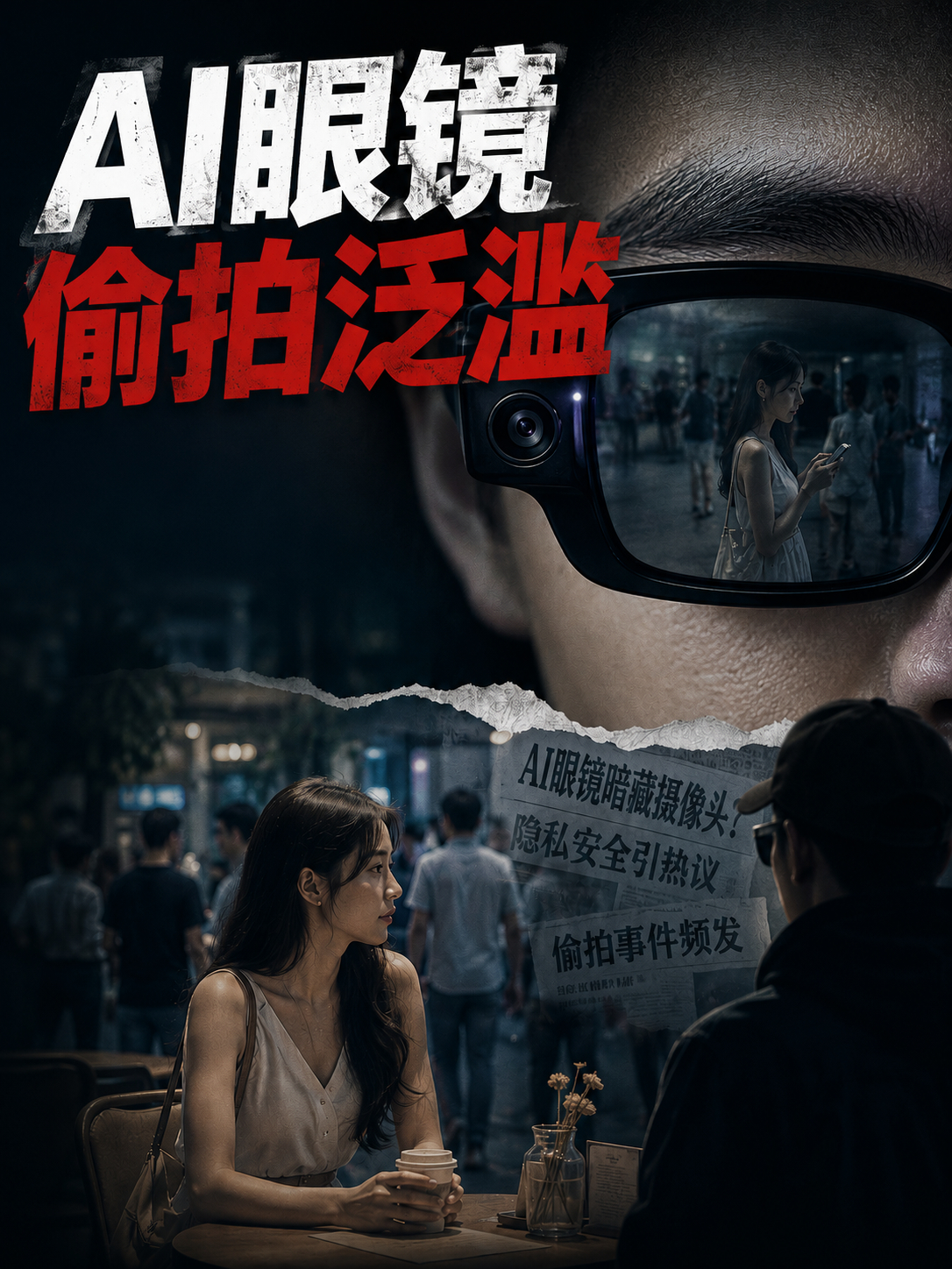 我们做了一期智能眼镜和偷拍的内容，我应该用哪个封面呢？你们帮我选一下。 