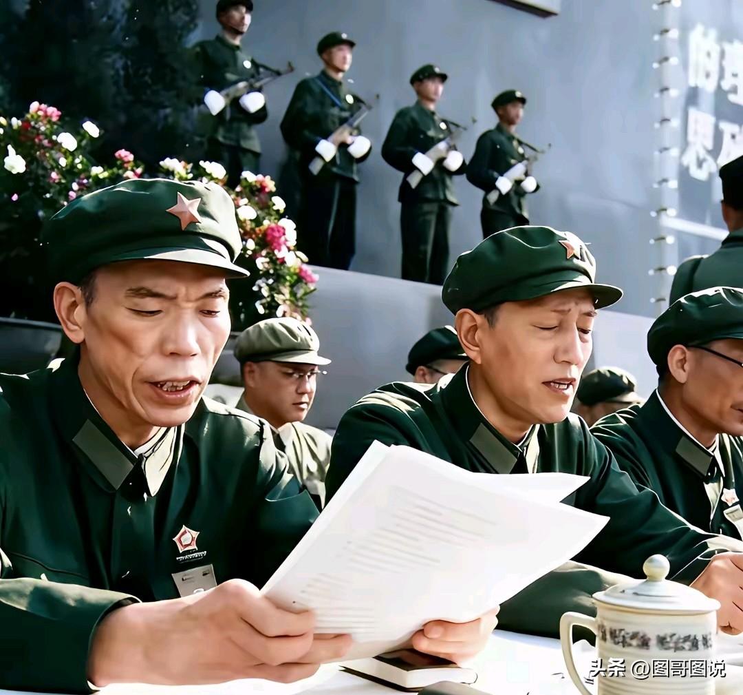 梁兴初将军担任广州军区司令员时，在大会上发言时的一瞬间。