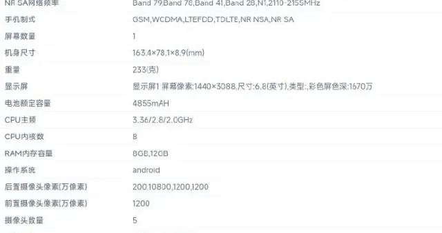 三星Galaxy S23 Ultra现身工信部，前置为1200万像素