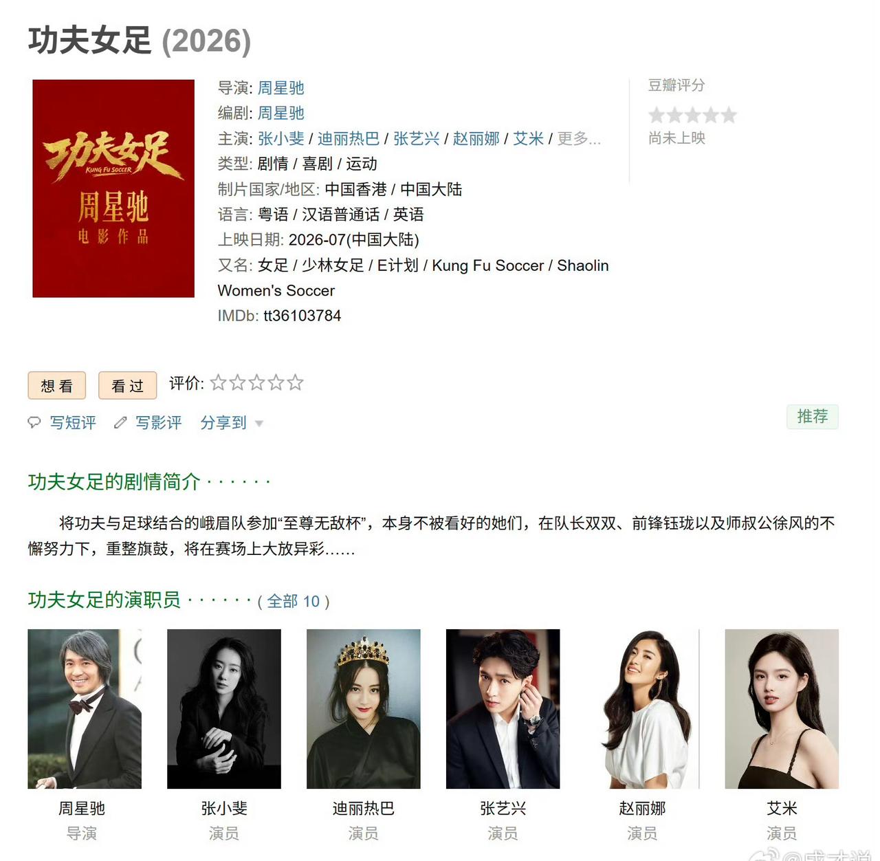 星爷《少林女足》的演员阵容，
你们怎么看？？？[酷拽]
周星驰少林女足 ​​​