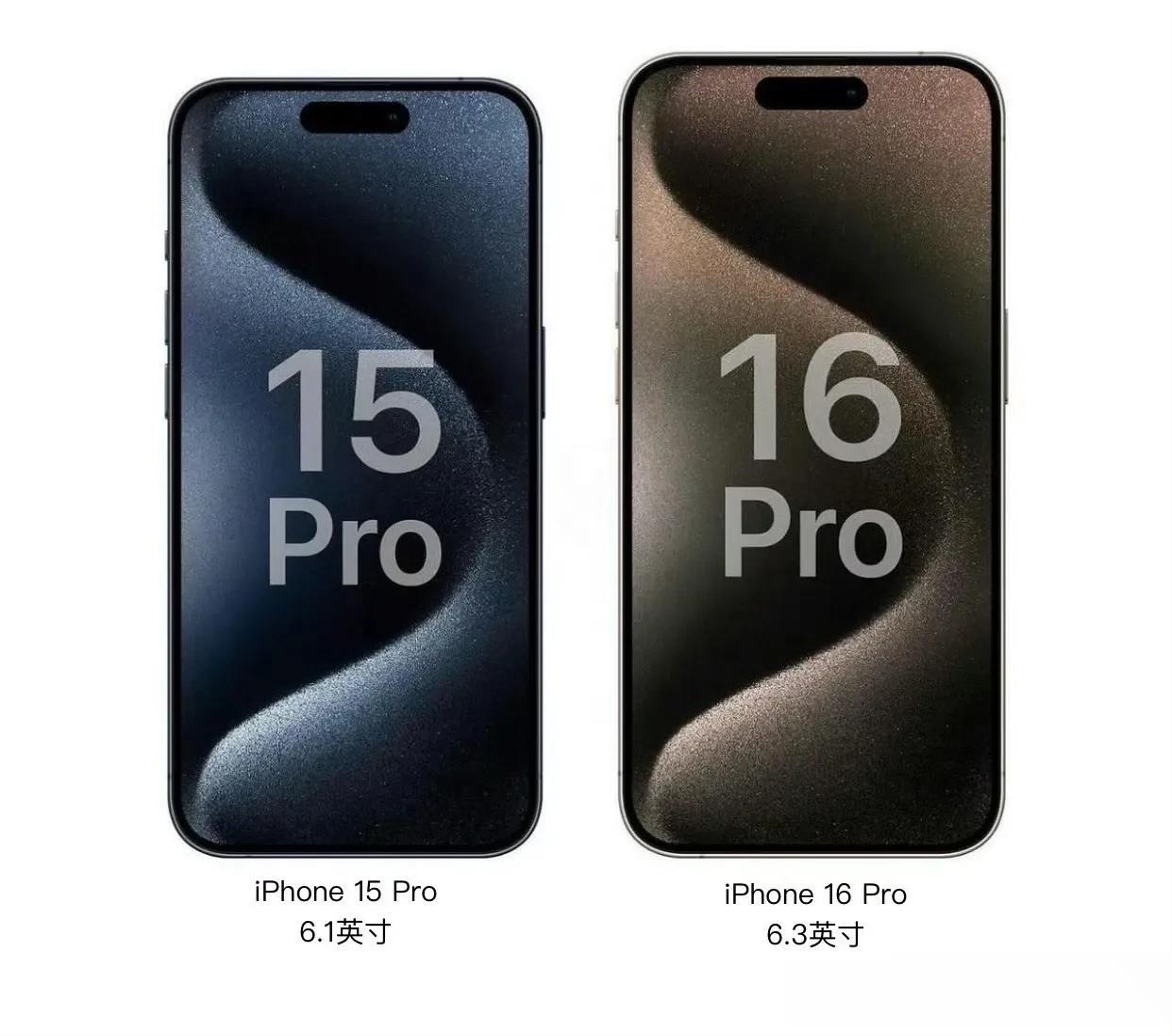好消息：iPhone 16 Pro系列的屏幕会进一步变大，达到6.3英寸和6.9