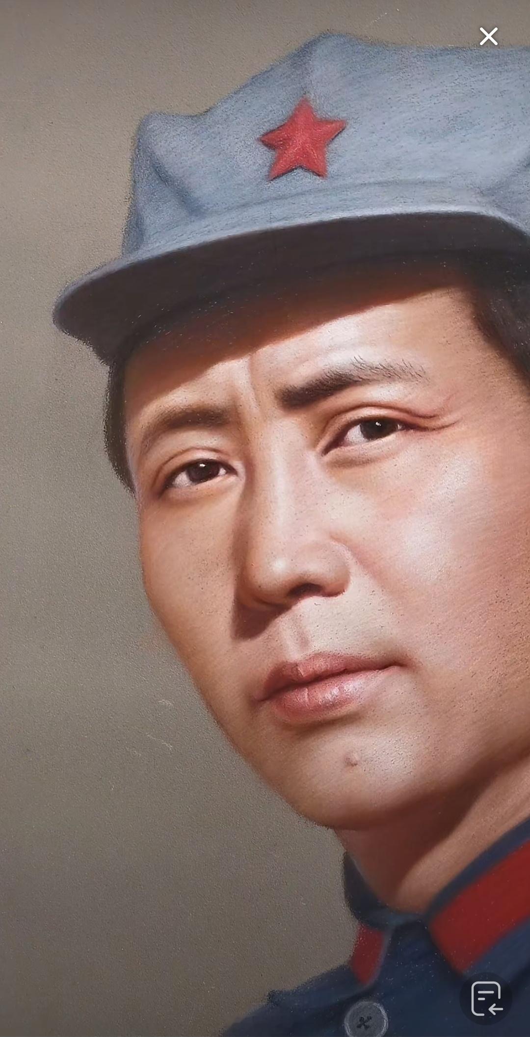 dy自动给我推来一个直播，是河南一位主播正在直播画教员肖像。他戴着红星帽的那张，